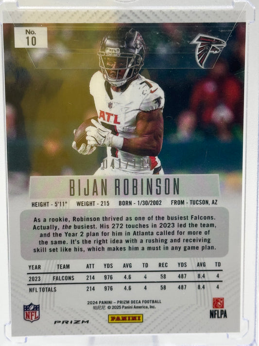 2024 Panini Prizm Deca #10 Bijan Robinson Red 41/199 Atlanta Falcons