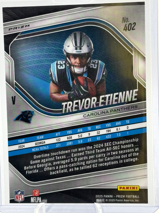 2025 Panini Prizm #402 Trevor Etienne Variation Silver RC Carolina Panthers