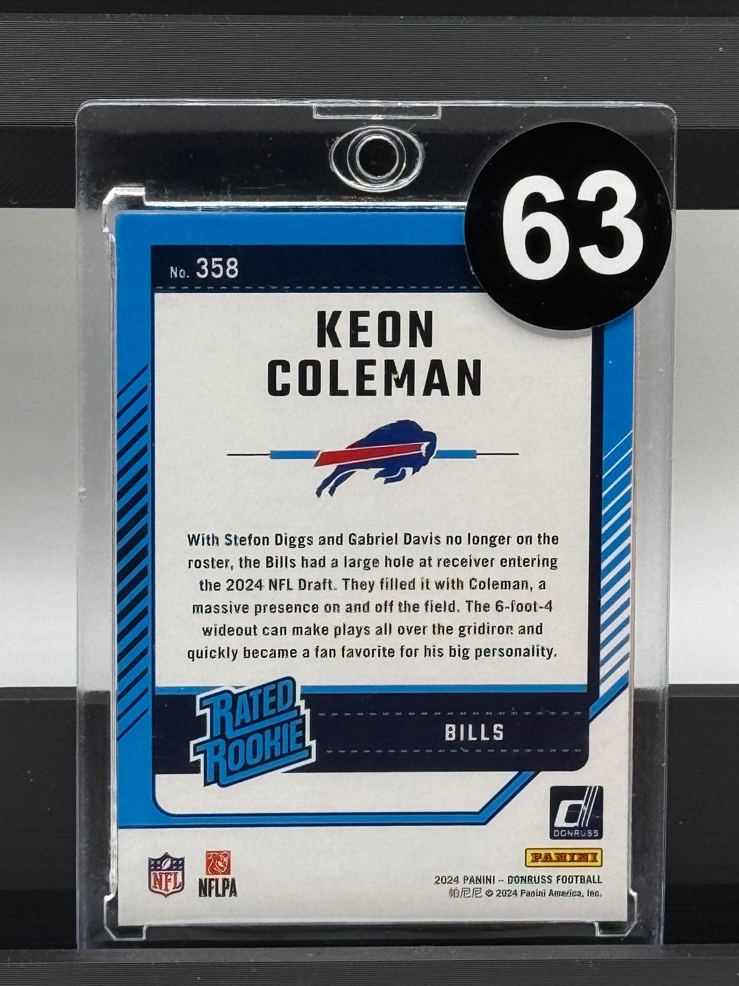2024 Donruss #358 Keon Coleman RC Blue Press Proof Buffalo Bills