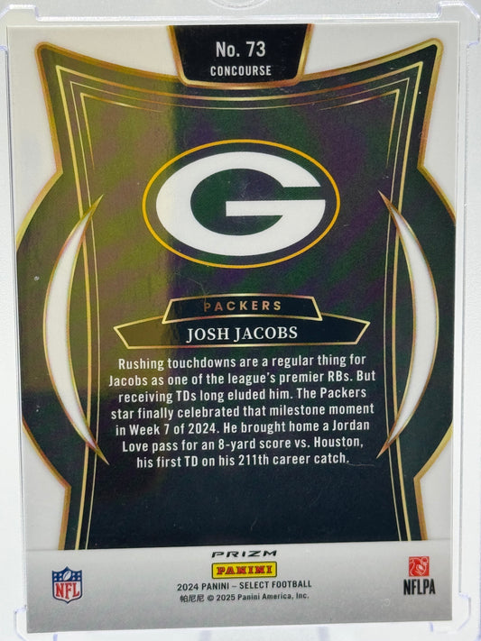 2024 Panini Select #73 Josh Jacobs Concourse Zebra Prizm Green Bay Packers