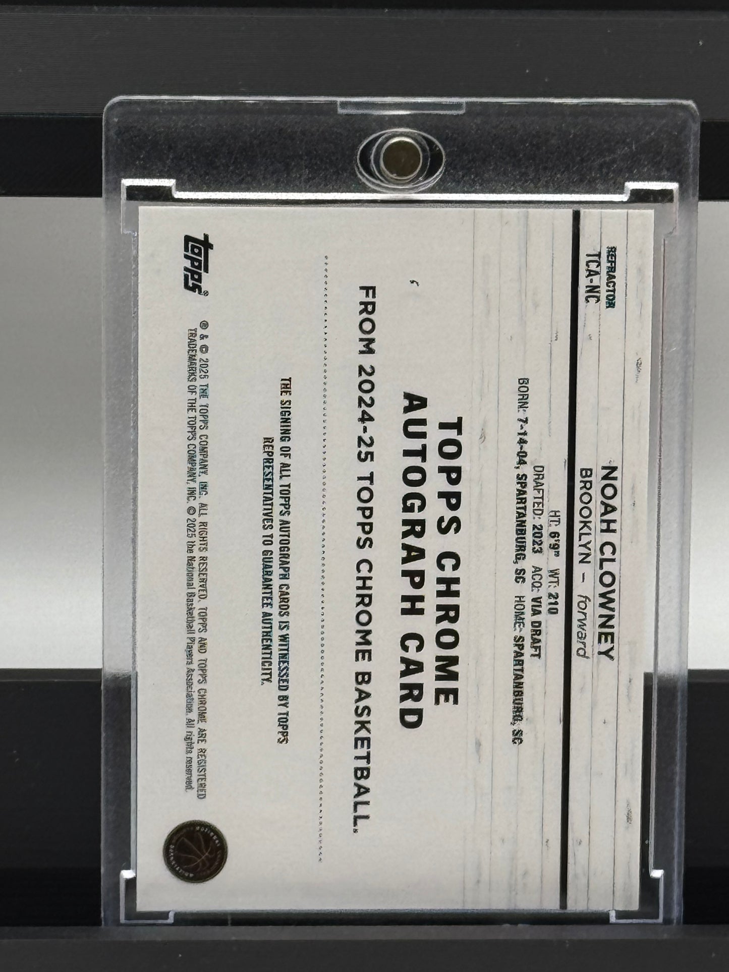 2024-25 Topps Chrome #TCA-NC Noah Clowney Auto Brooklyn Nets