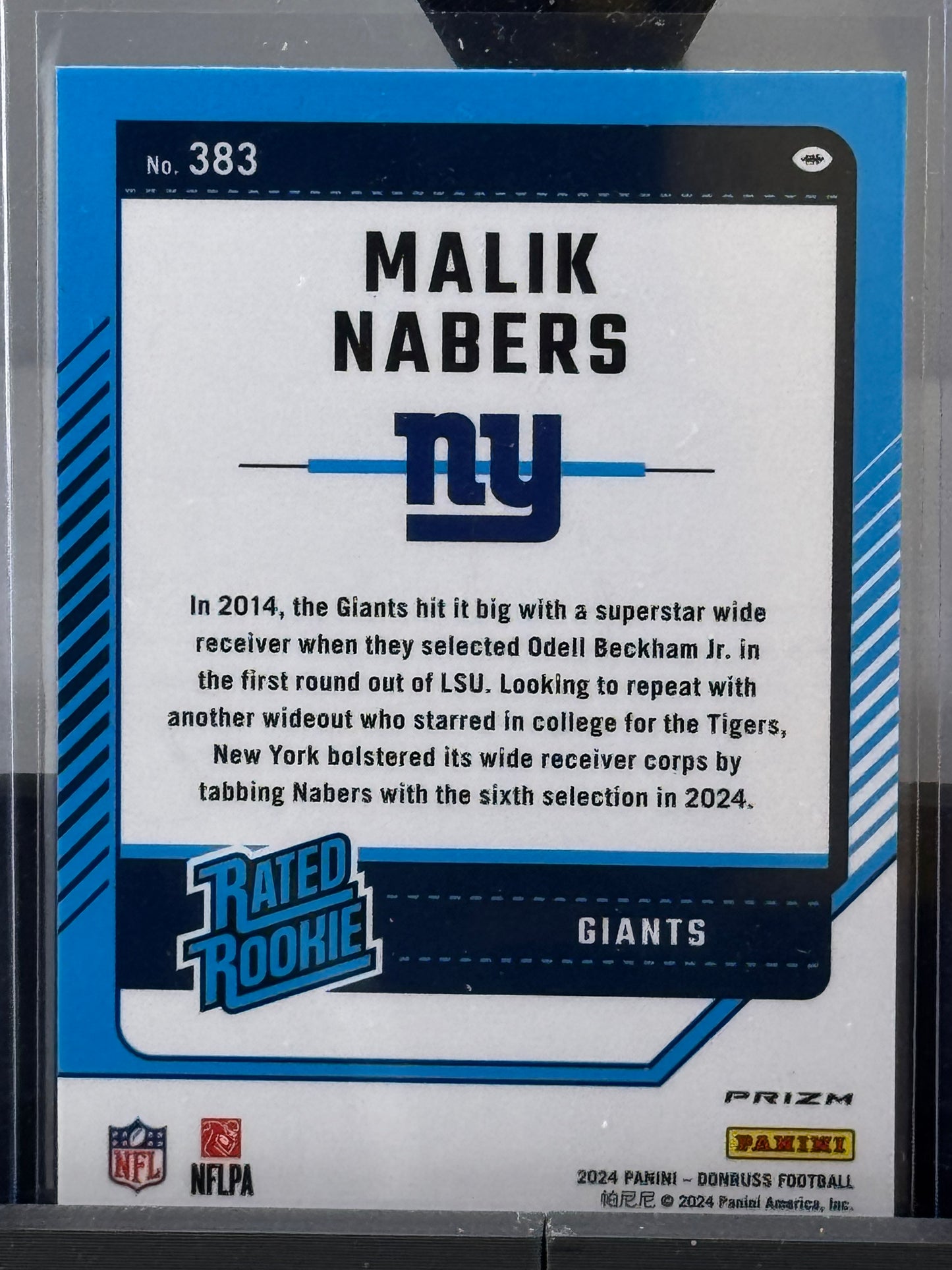 2024 Donruss #383 Malik Nabers Optic Preview Pink RC New York Giants