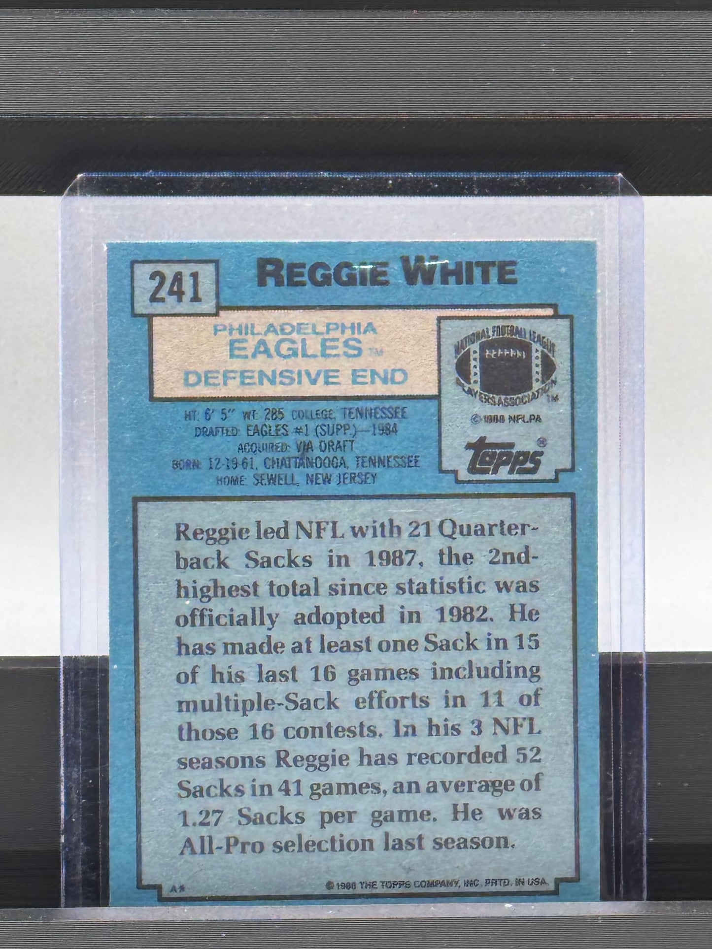 1988 Topps #241 Reggie White Topps All Pro Philadelphia Eagles