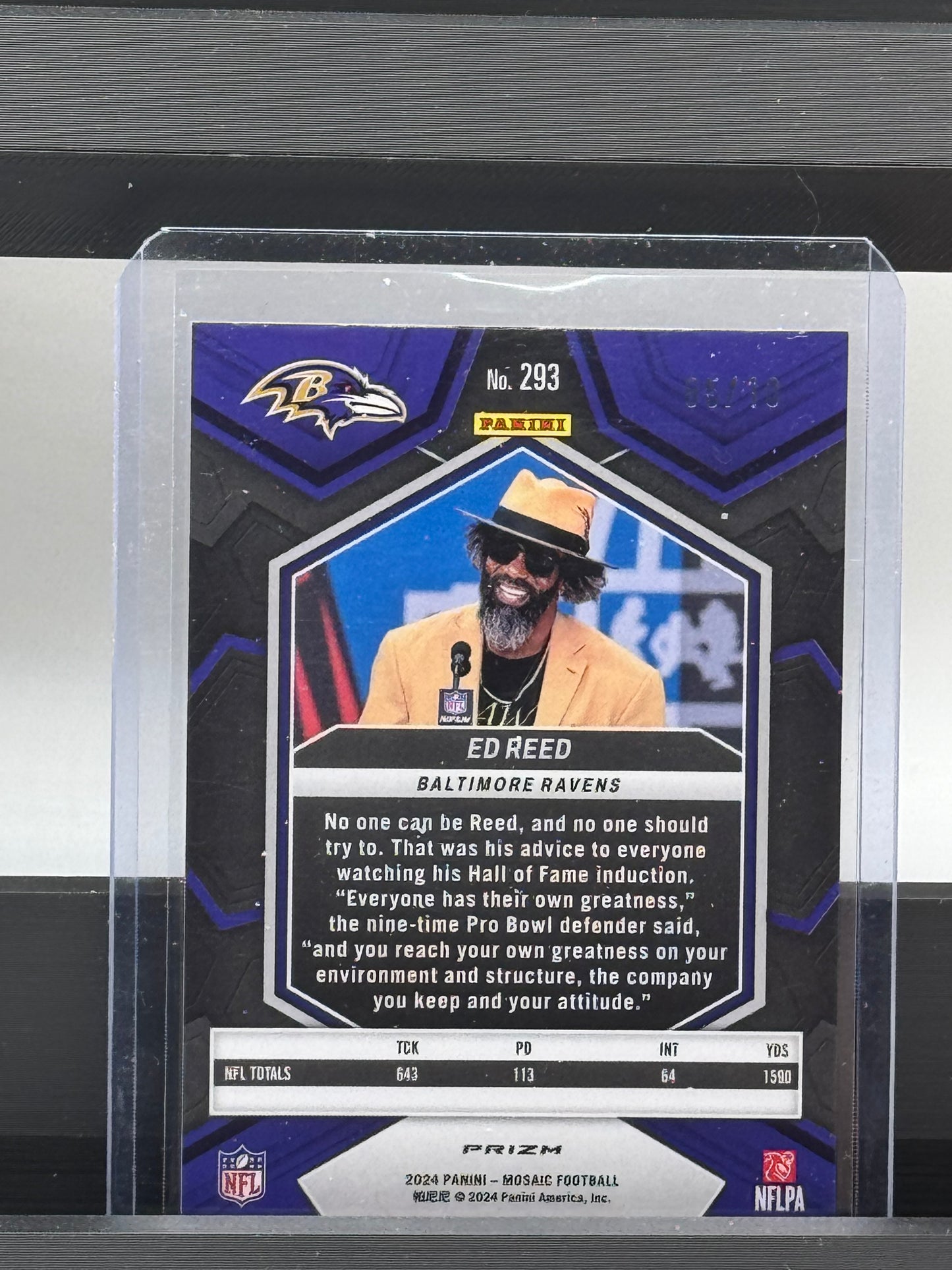 2024 Panini Mosaic #293 Ed Reed Gold No Huddle Prizm 05/10