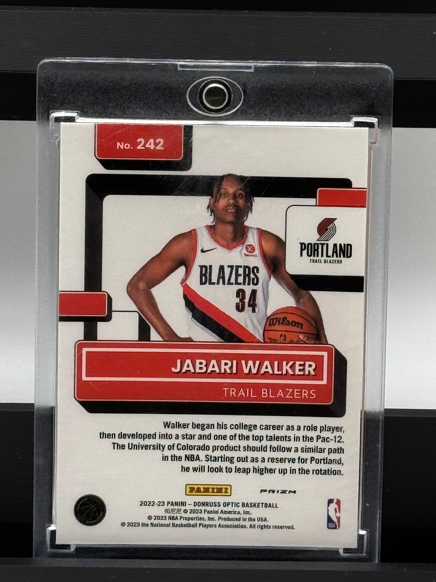 2023-24 Donruss Optic #242 Jabari Walker Red Sparkle Prizm RC Portland Trailblazers