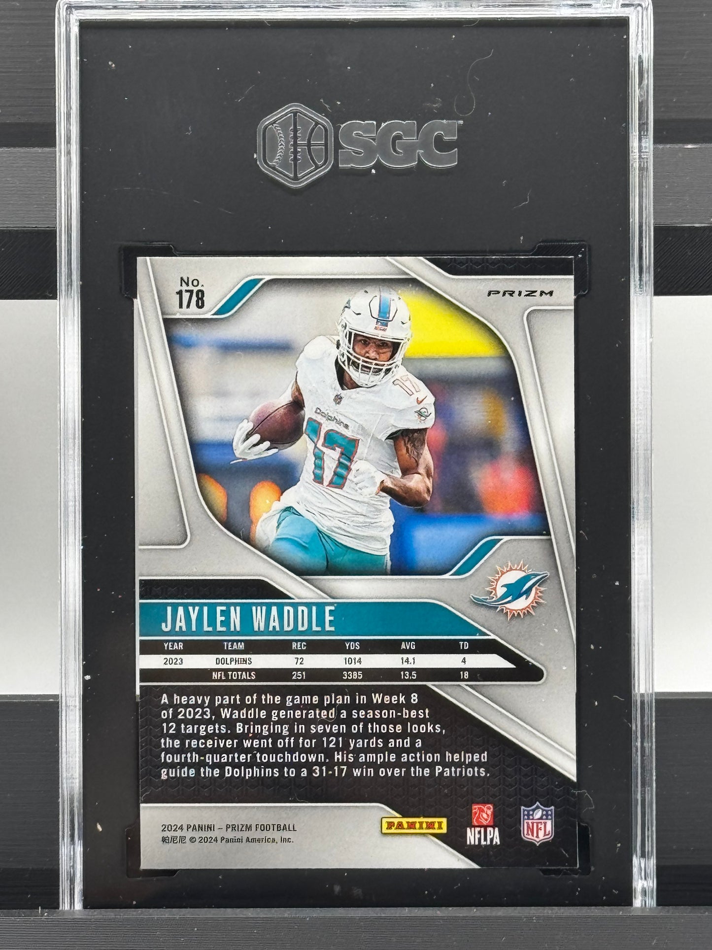 2024 Panini Prizm #178 Jaylen Waddle Red Sparkle Prizm SGC 9.5 Miami Dolphins