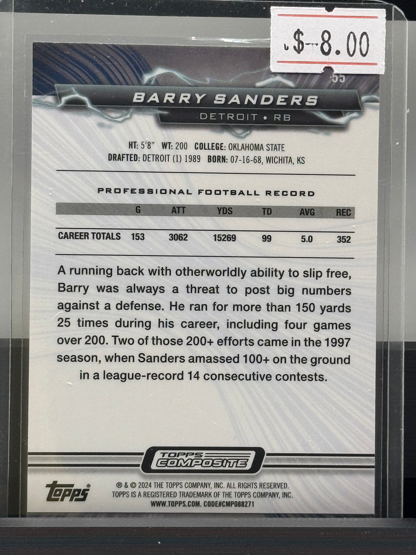 2024 Topps Resurgent # 55 Barry Sanders Detroit Lions