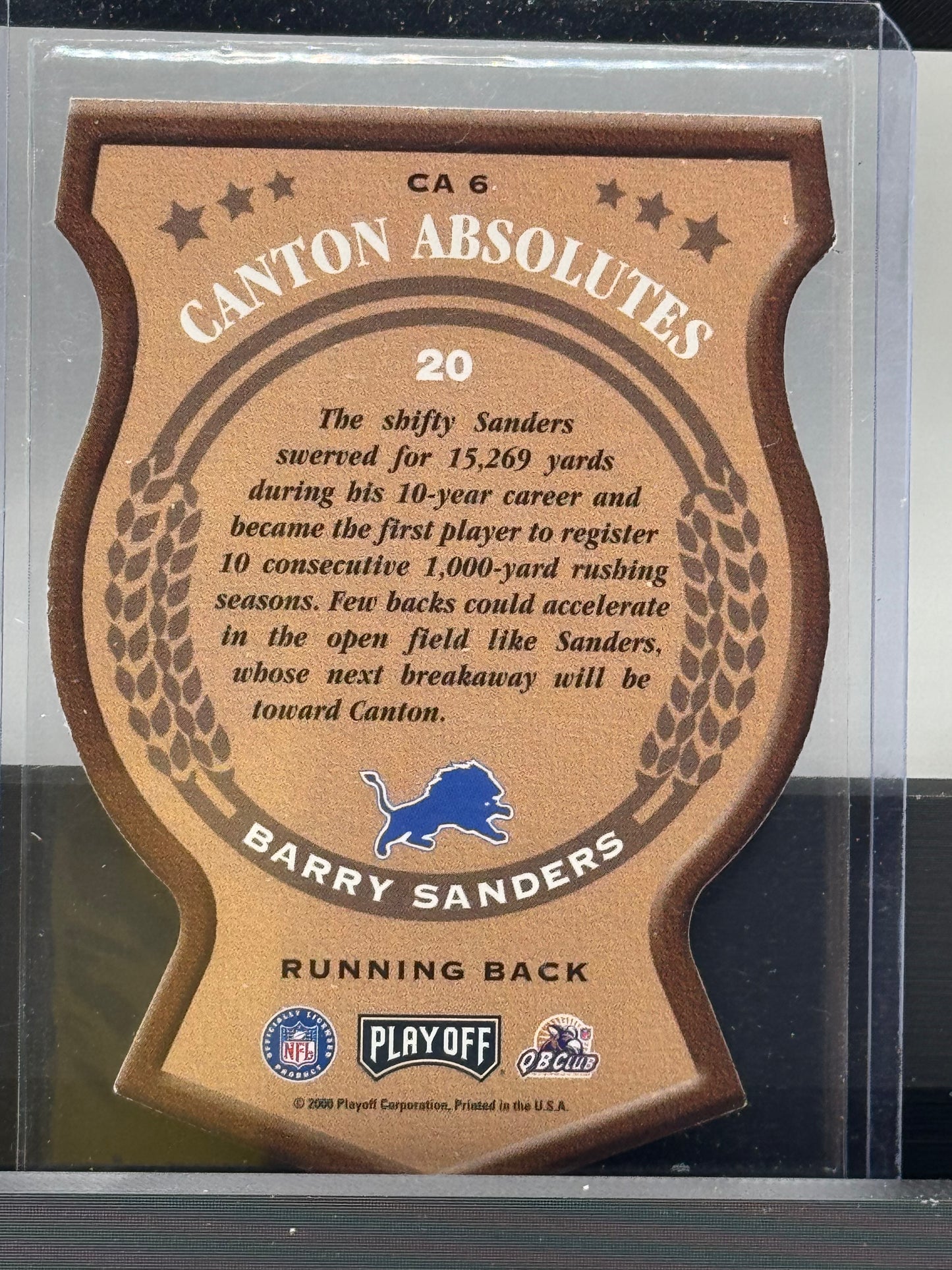 2000 Playoff Absolute #20 Barry Sanders Canton Absolutes Die Cut Detroit Lions