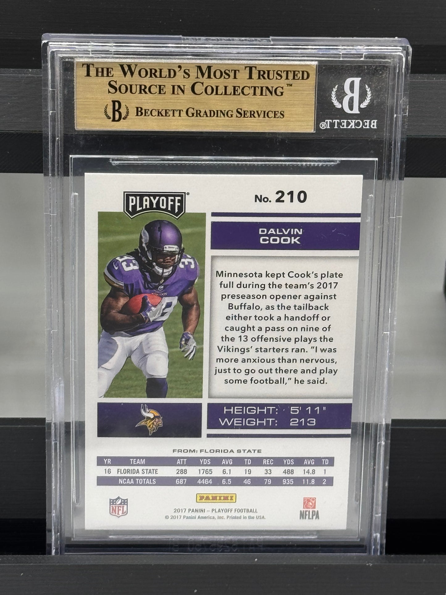 2017 Playoff #210 Dalvin Cook Auto RC BGS 9.5 Minnesota Vikings