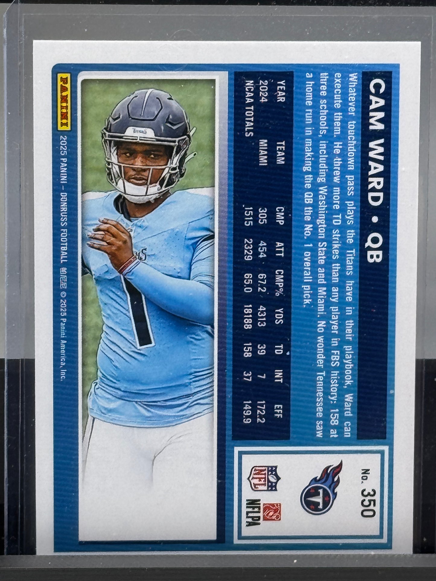 2025 Donruss #350 Cam Ward RC Tennessee Titans