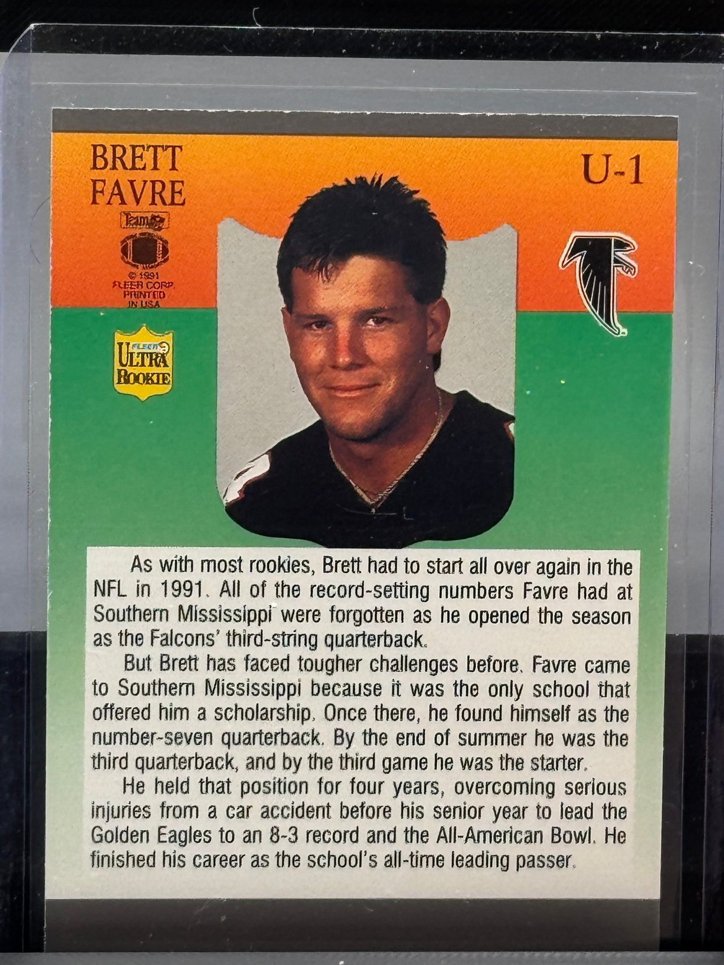1991 Fleer Ultra Rookie #U-1 Brett Favre RC Atlanta Falcons