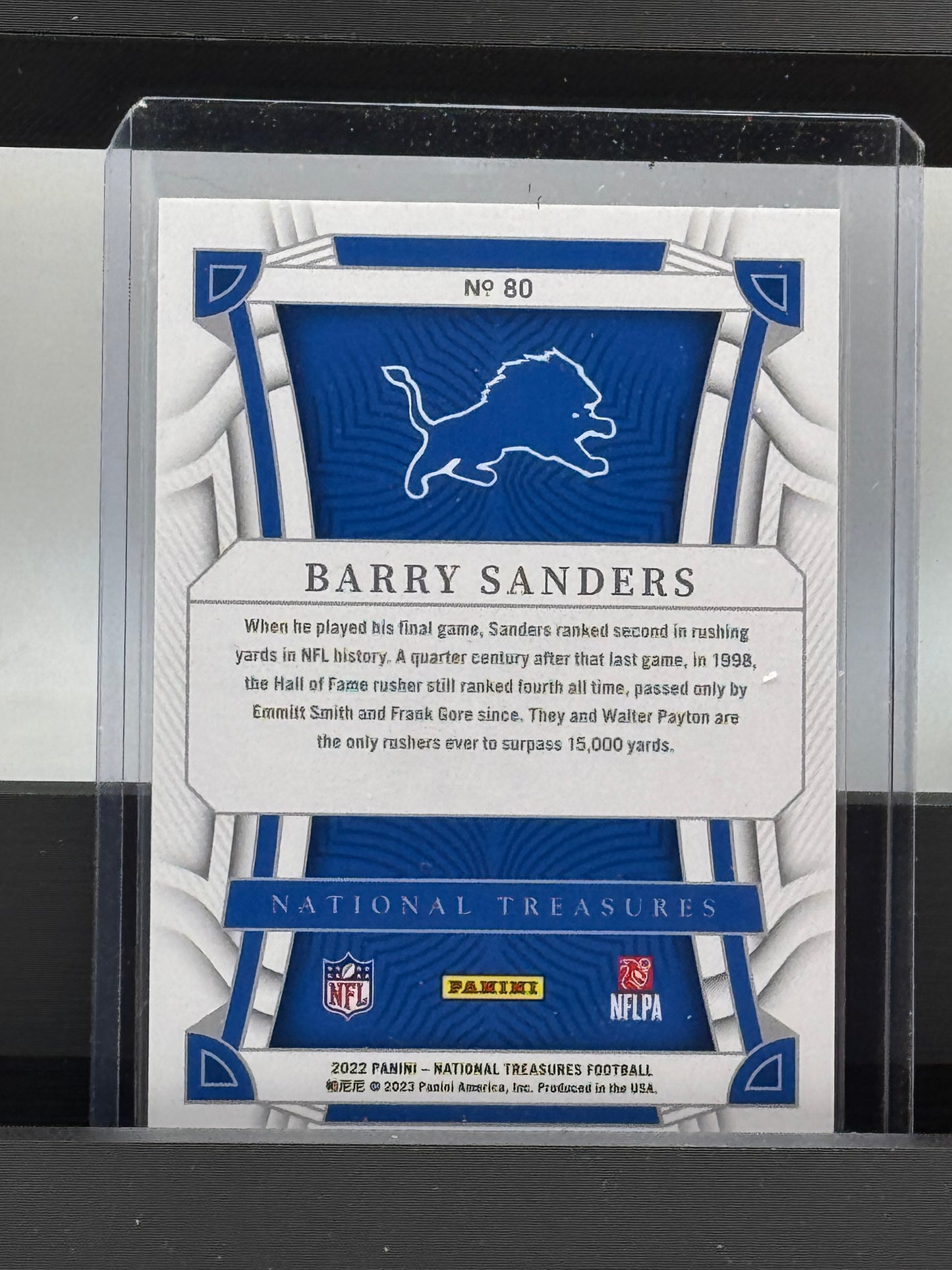 2022 Panini National Treasures #80 Barry Sanders 12/35 Detroit Lions