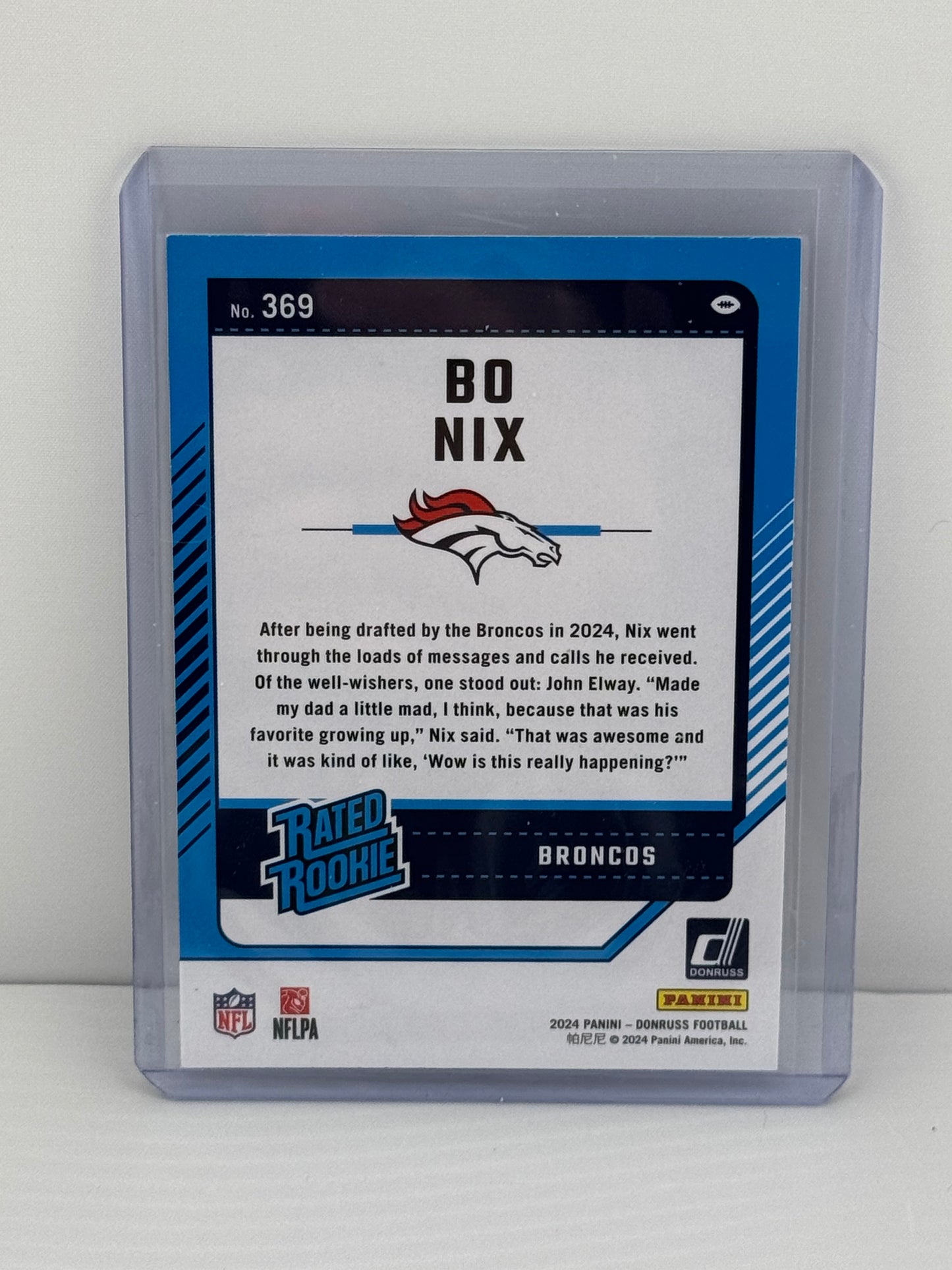 2024 Donruss Bo Nix RC #369 Denver Broncos