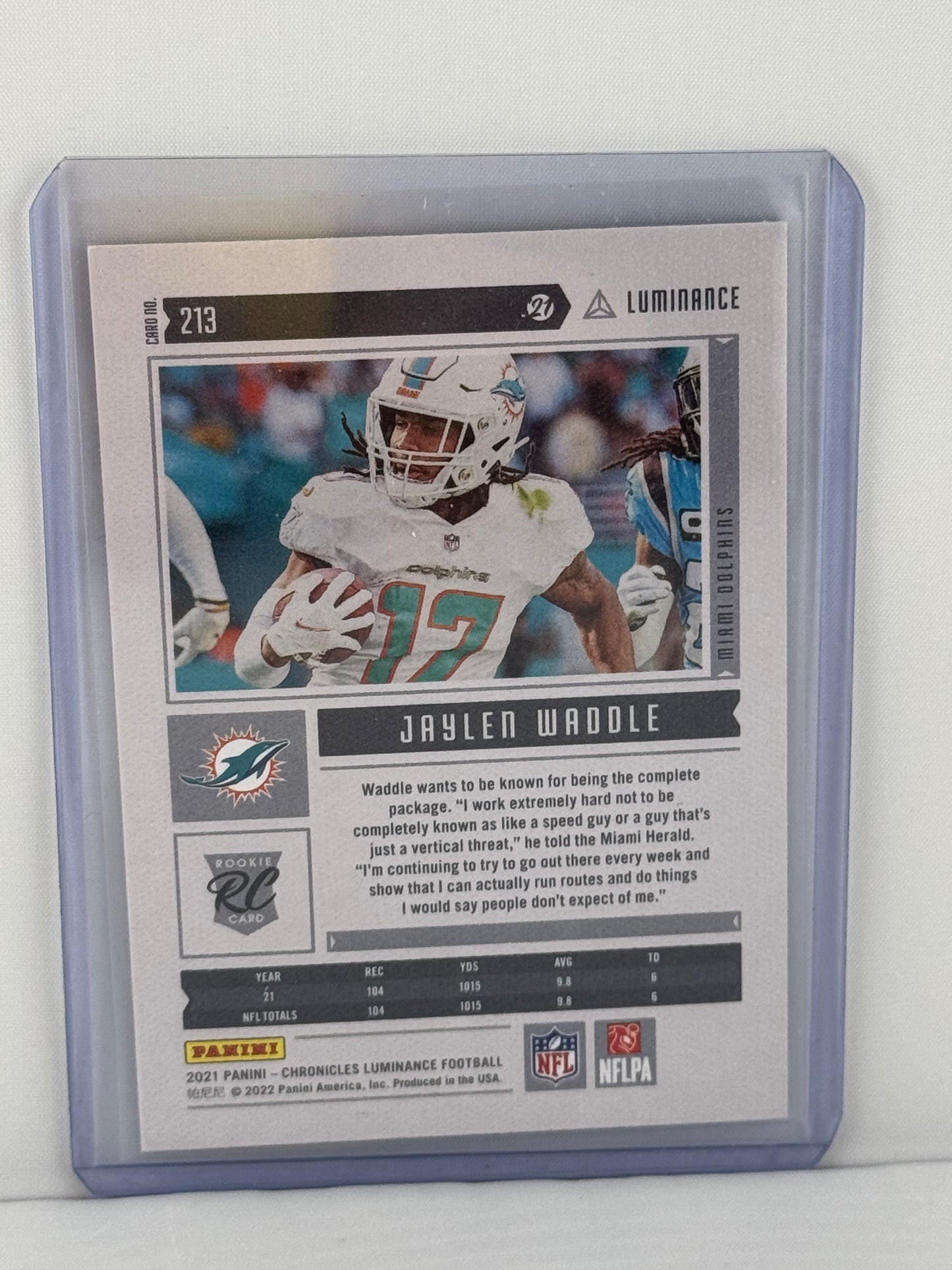 2021 Chronicles Luminance #213 Jaylen Waddle RC Miami Dolphins