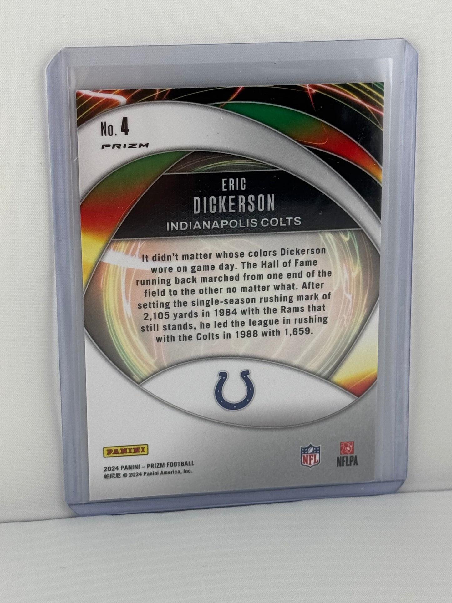 2024 Prizm #4 Eric Dickerson Portals Green Cracked Ice Indianapolis Colts