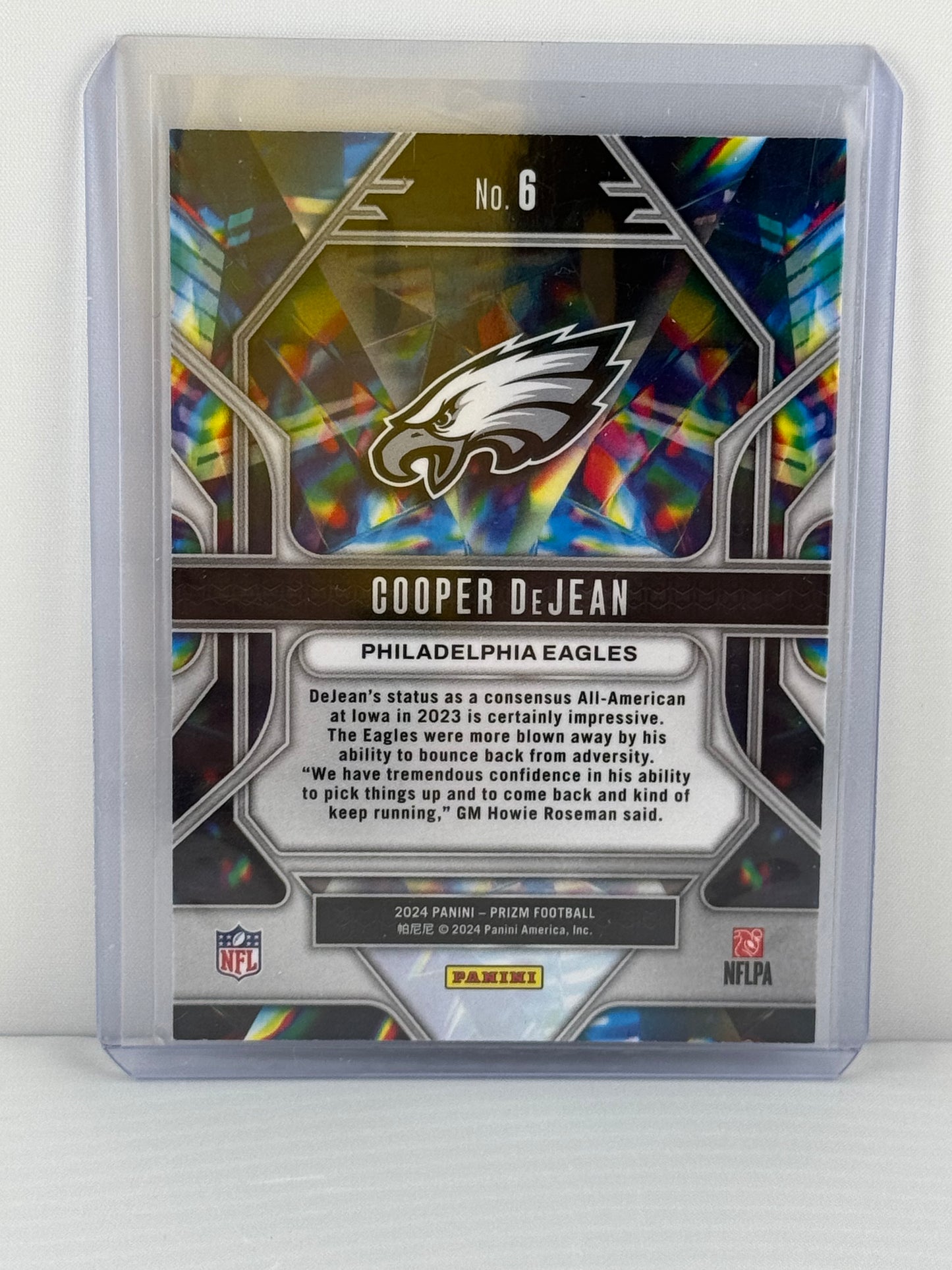2024 Prizm #6 Cooper DeJean RC Prizmatic Philadelphia Eagles