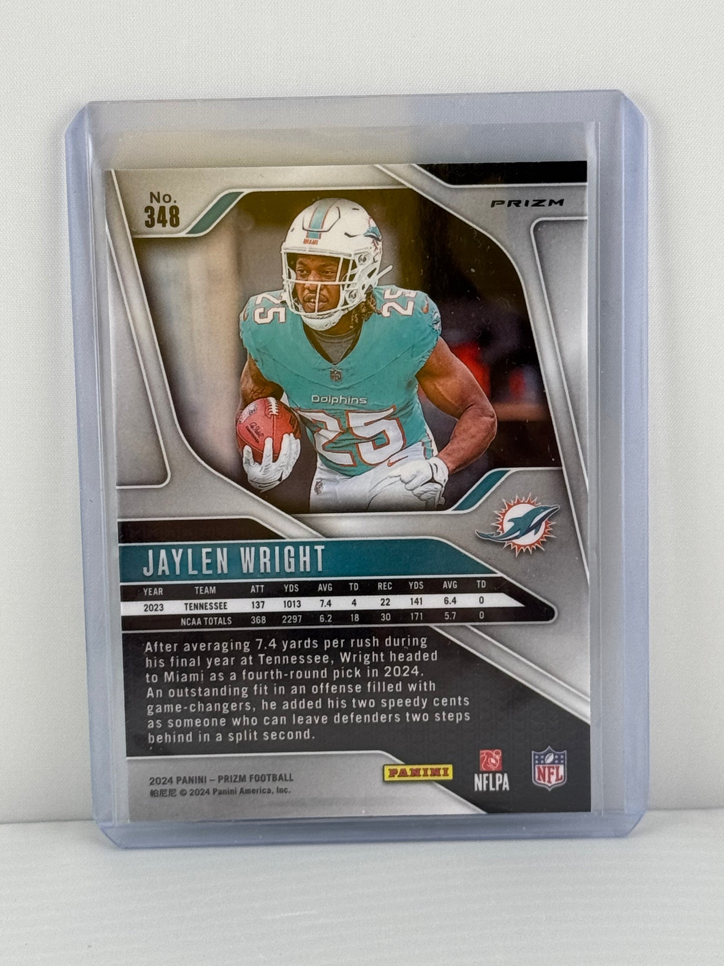 2024 Prizm #348 Jaylen Wright RC Neon Green Pulsar Miami Dolphins