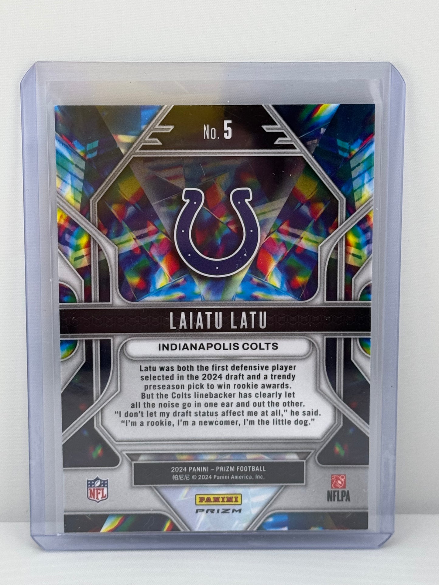 2024 Prizm #5 Laiatu Latu RC Prizmatic Silver Indianapolis Colts