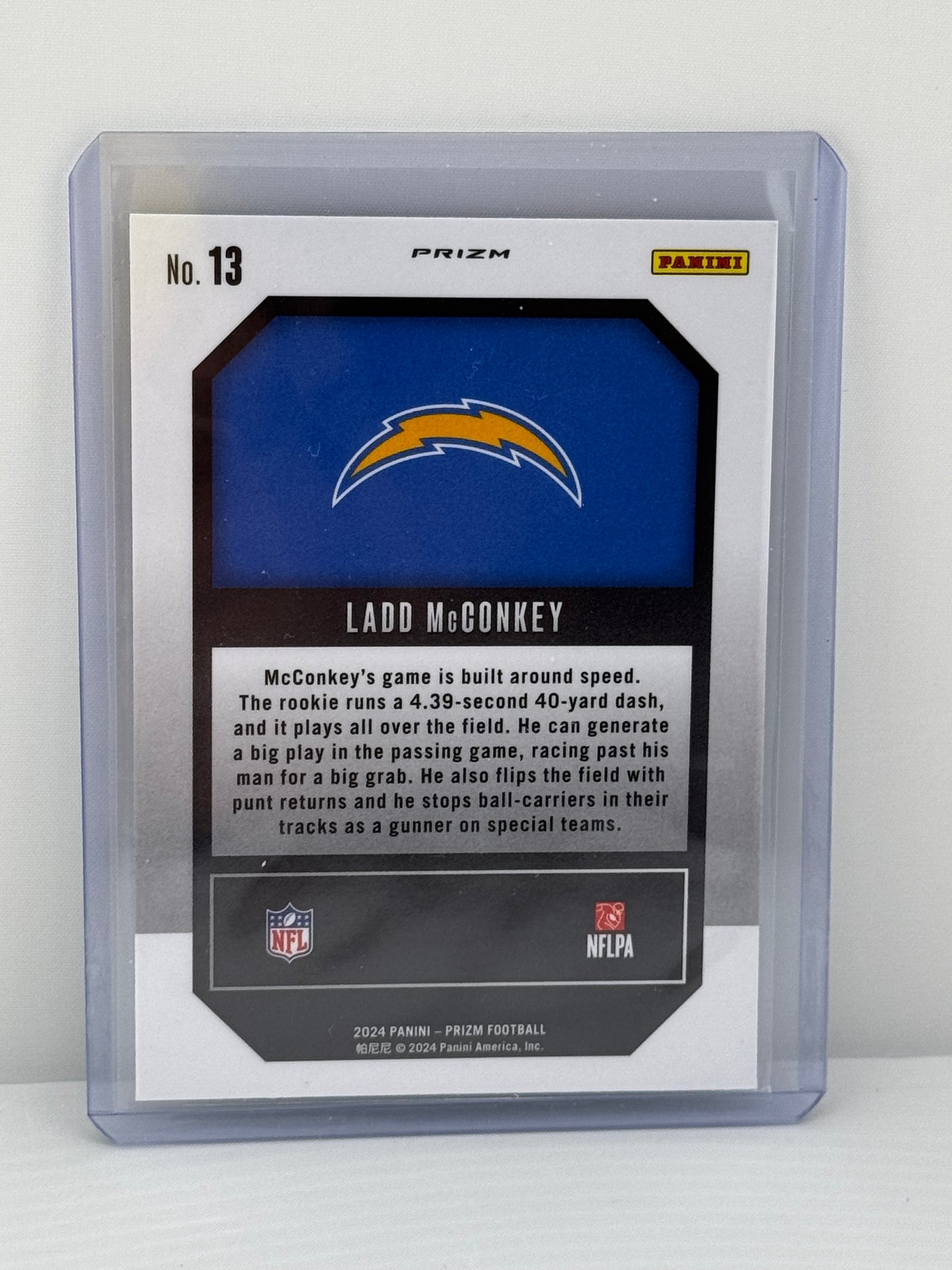 2024 Prizm #13 Ladd McConkey RC Emergent Green Prizm Los Angeles Chargers