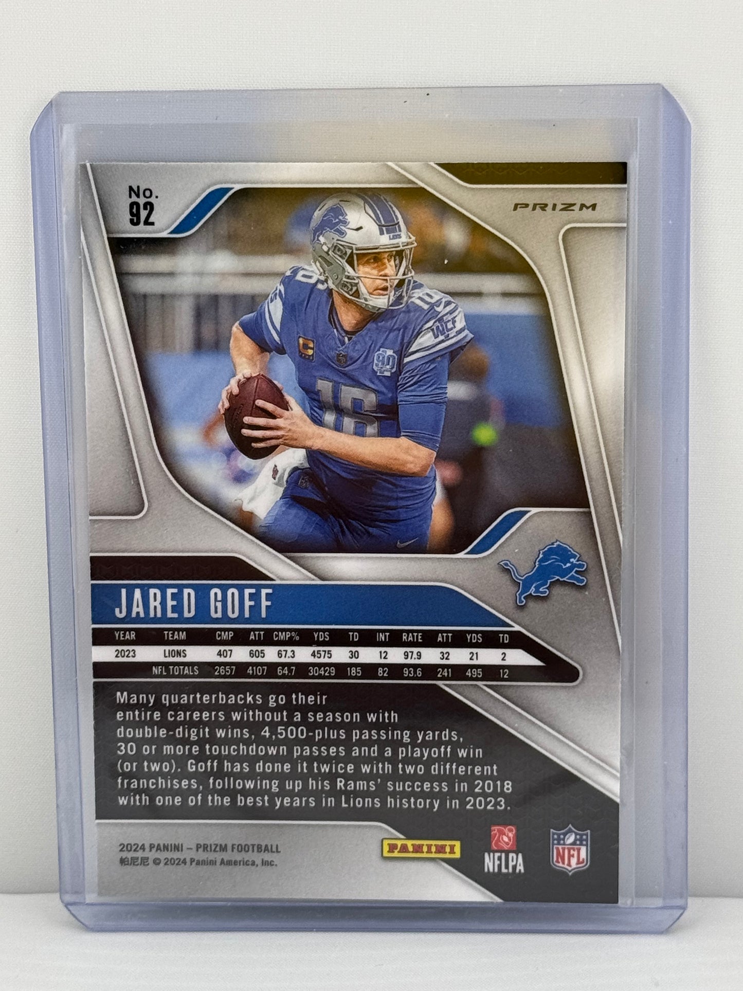 2024 Prizm #92 Jared Goff Green Wave Detroit Lions