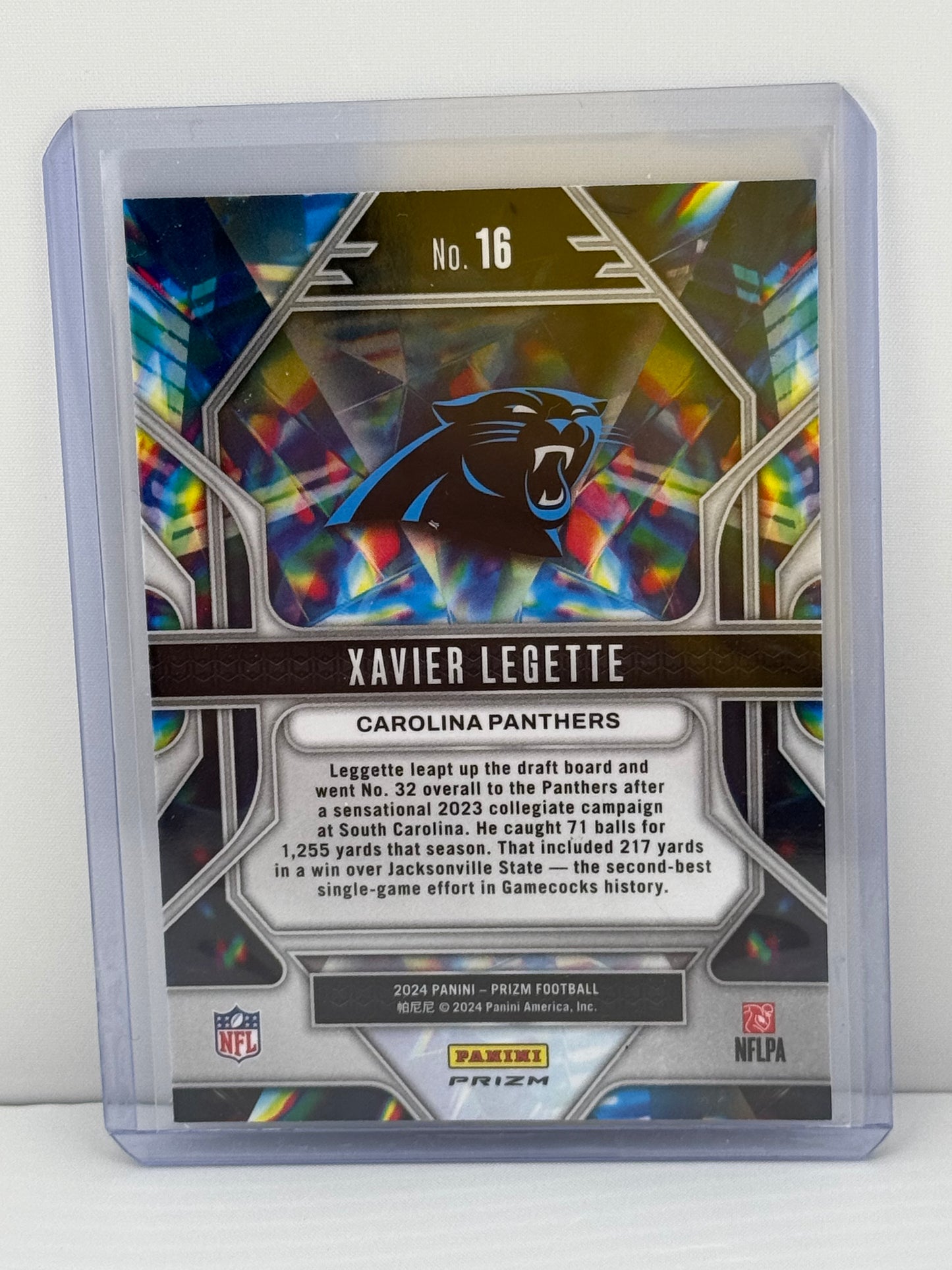 2024 Prizm #16 Xavier Legette RC Prizmatic Silver Prizm Carolina Panthers