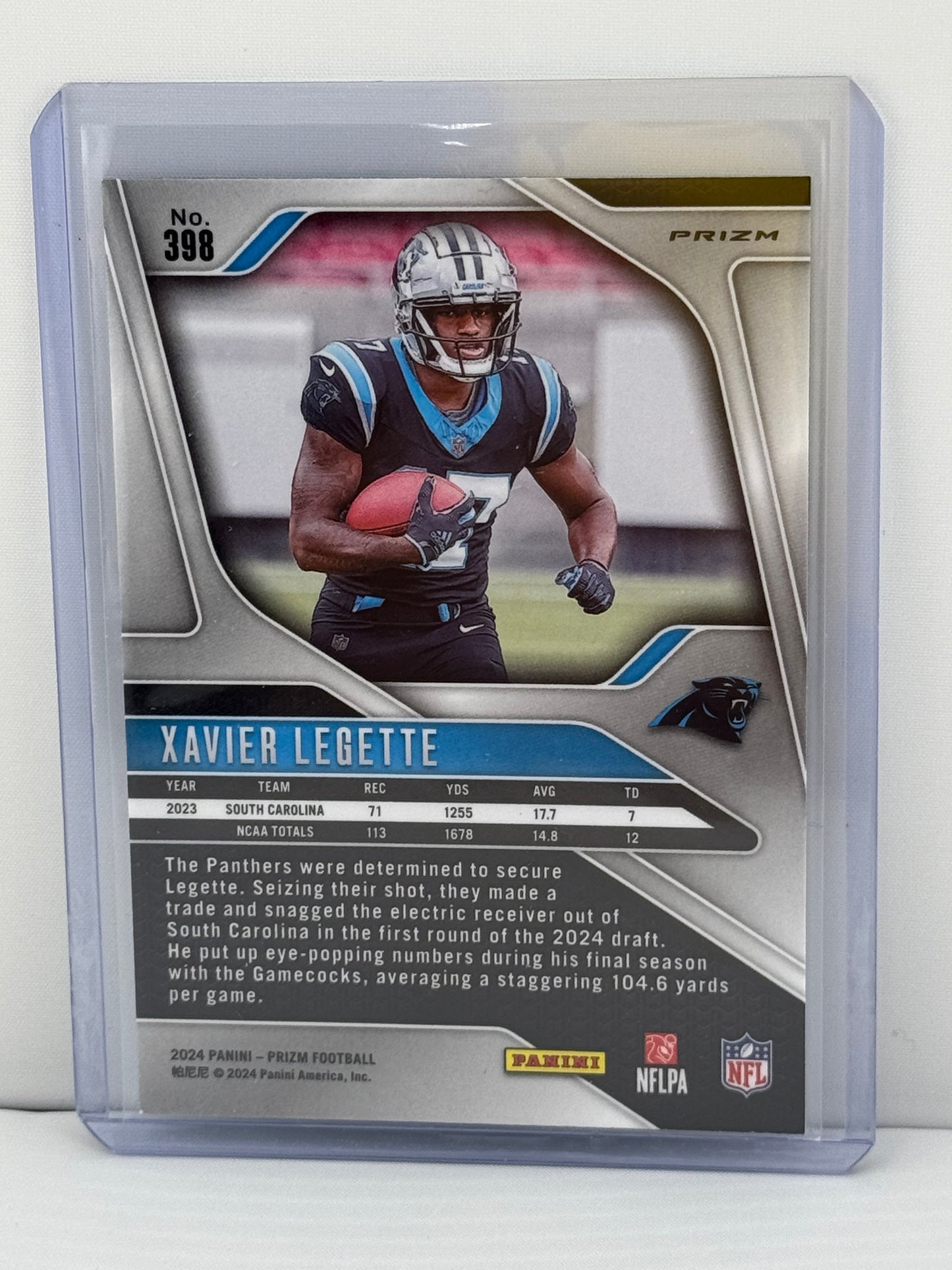 2024 Prizm #398 Xavier Legette RC Green Wave Prizm Carolina Panthers
