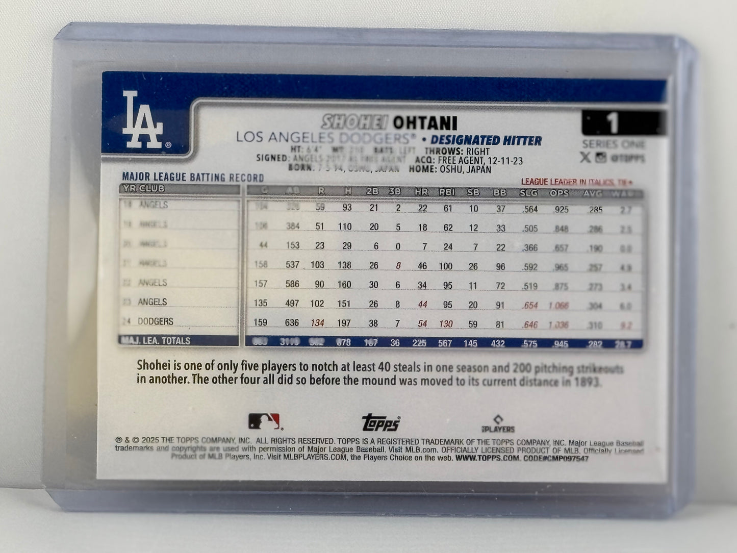 2024 Topps 50/50 #4 Shohei Ohtani PSA 9 Los Angeles Dodgers
