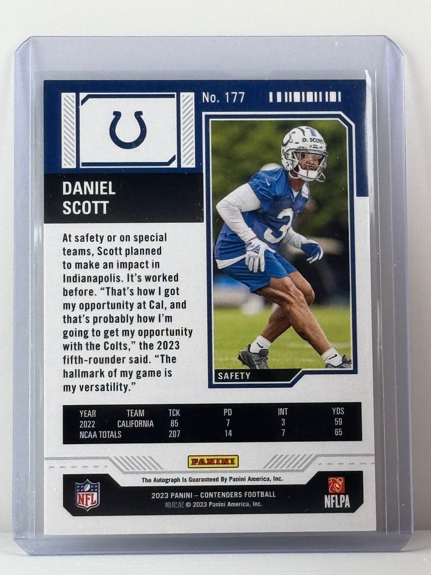 2023 Contenders #177 Daniel Scott Rookie Ticket Green Auto Indianapolis Colts