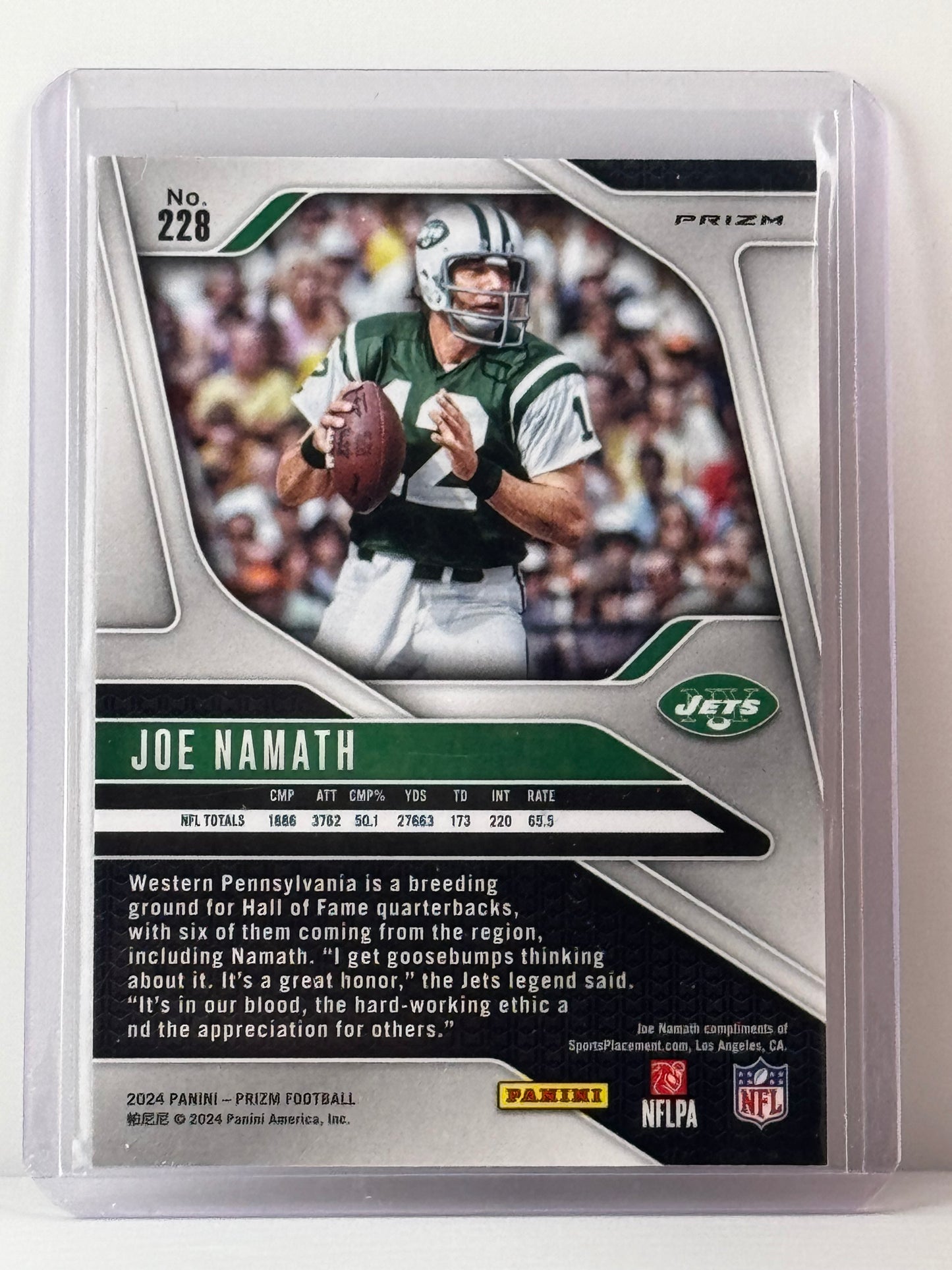 2024 Prizm #228 Joe Namath Red White Blue Prizm New York Jets