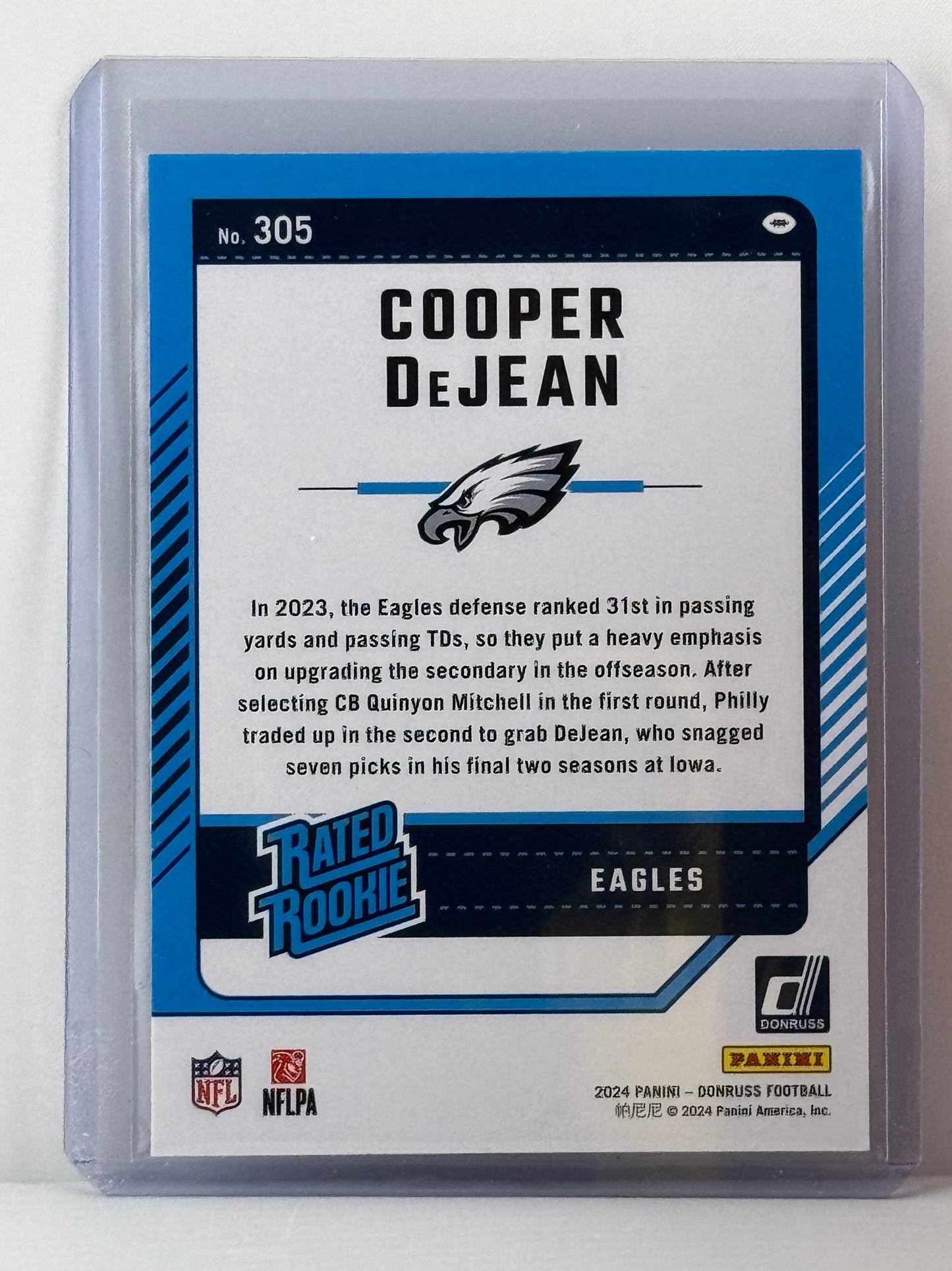 2024 Donruss #305 Cooper Dejean RC Philadelphia Eagles