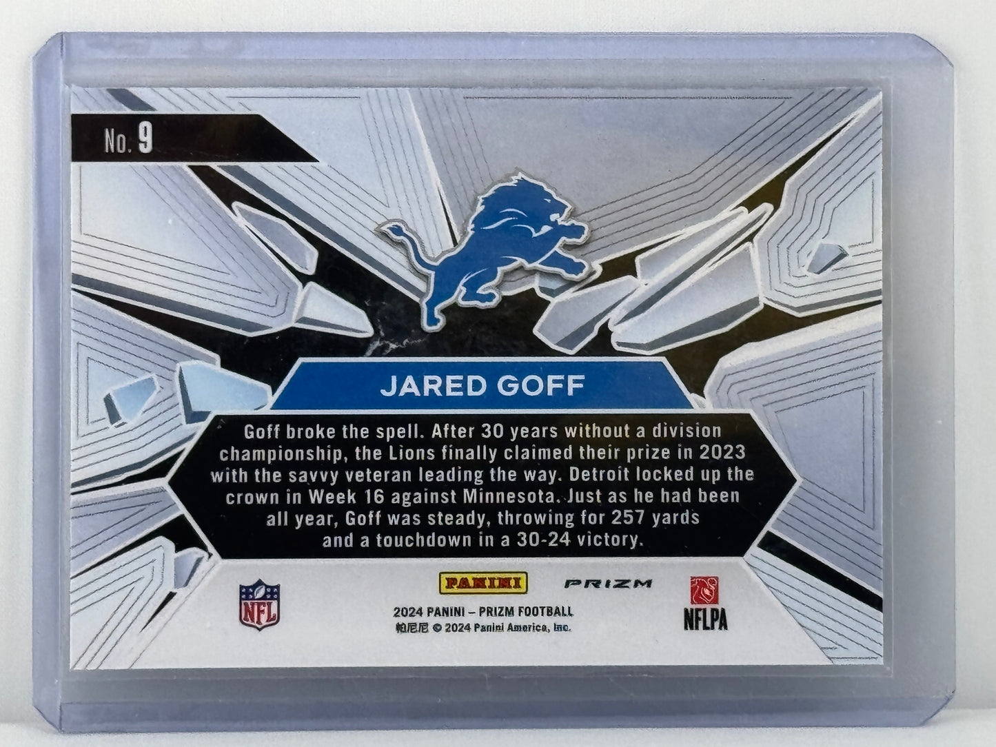 2024 Prizm #9 Jared Goff Prizm Break Green Prizm Detroit Lions