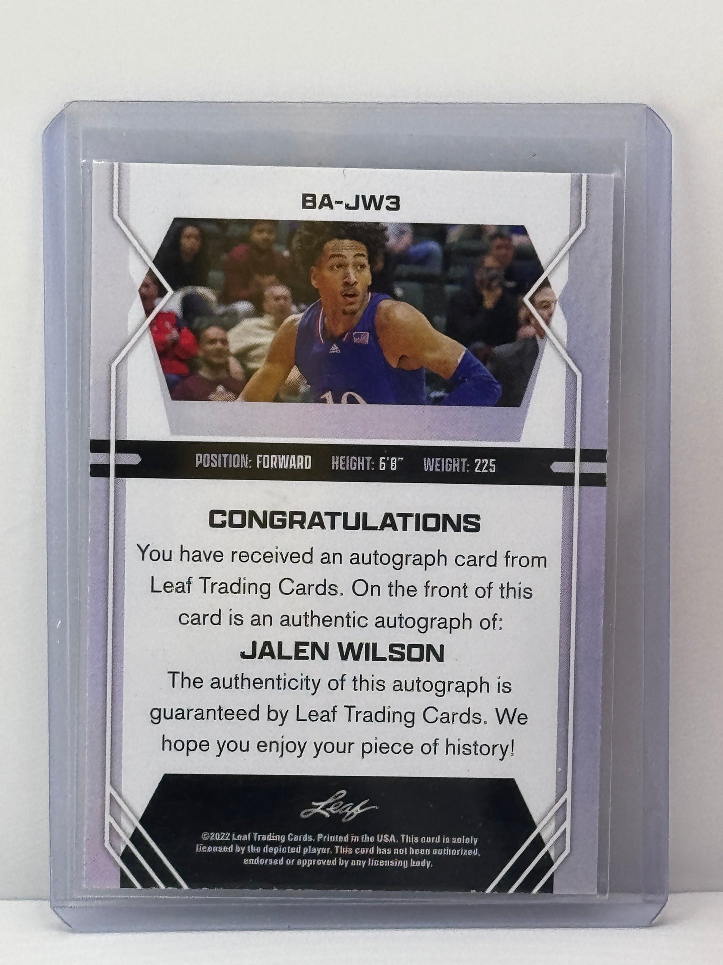 2022 Leaf #BA-JW3 Jalen Wilson /99 Brooklyn Nets