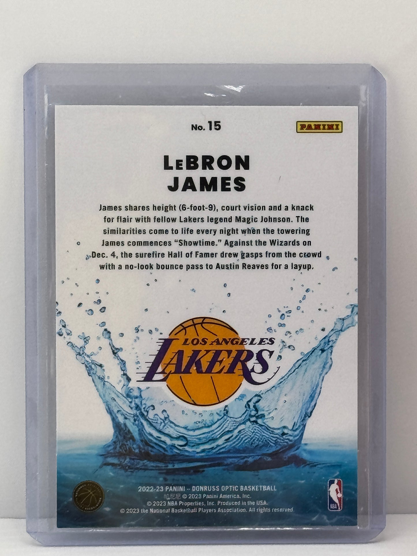 2022-23 Donruss Optic #15 Lebron James Splash Los Angeles Lakers