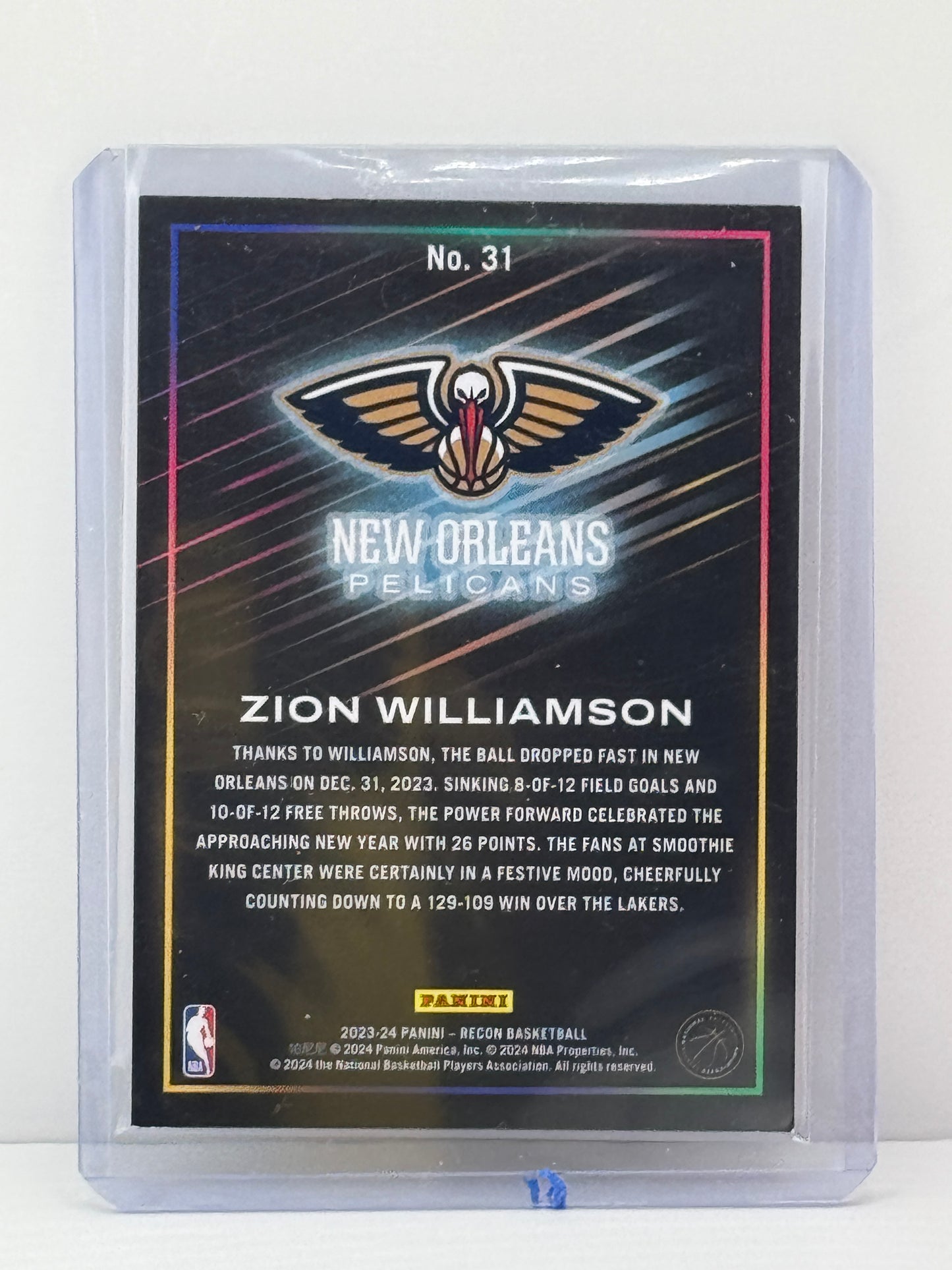 2023-24 Panini Recon #31 Zion Williamson Red Holo 191/199 New Orleans Pelicans