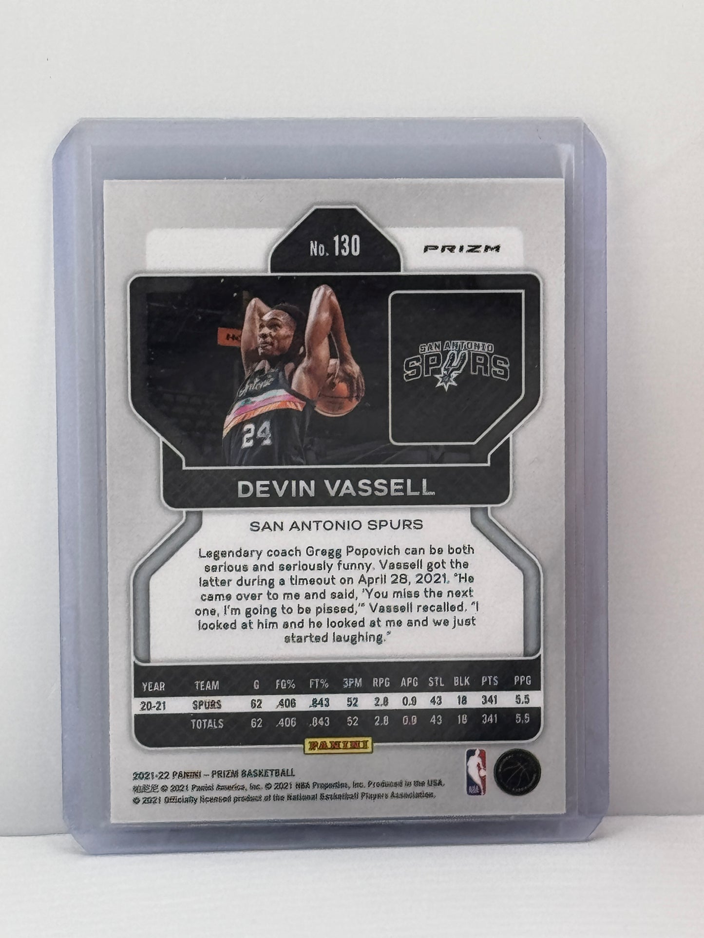 2021-22 Prizm #130 Devin Vassell 75 Anniversary Short Print Prizm Case Hit San Antonio Spurs
