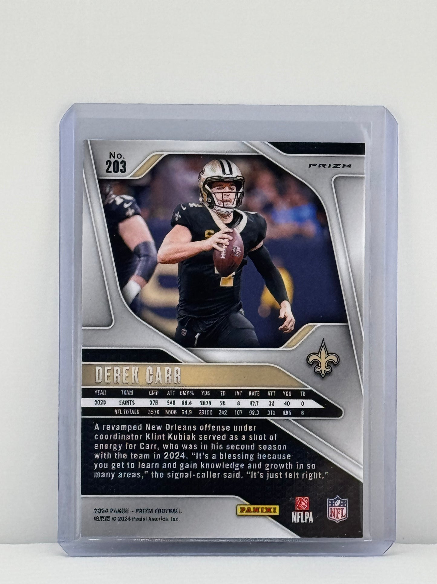 2024 Prizm #203 Derek Carr Red White Blue Prizm New Orleans Saints