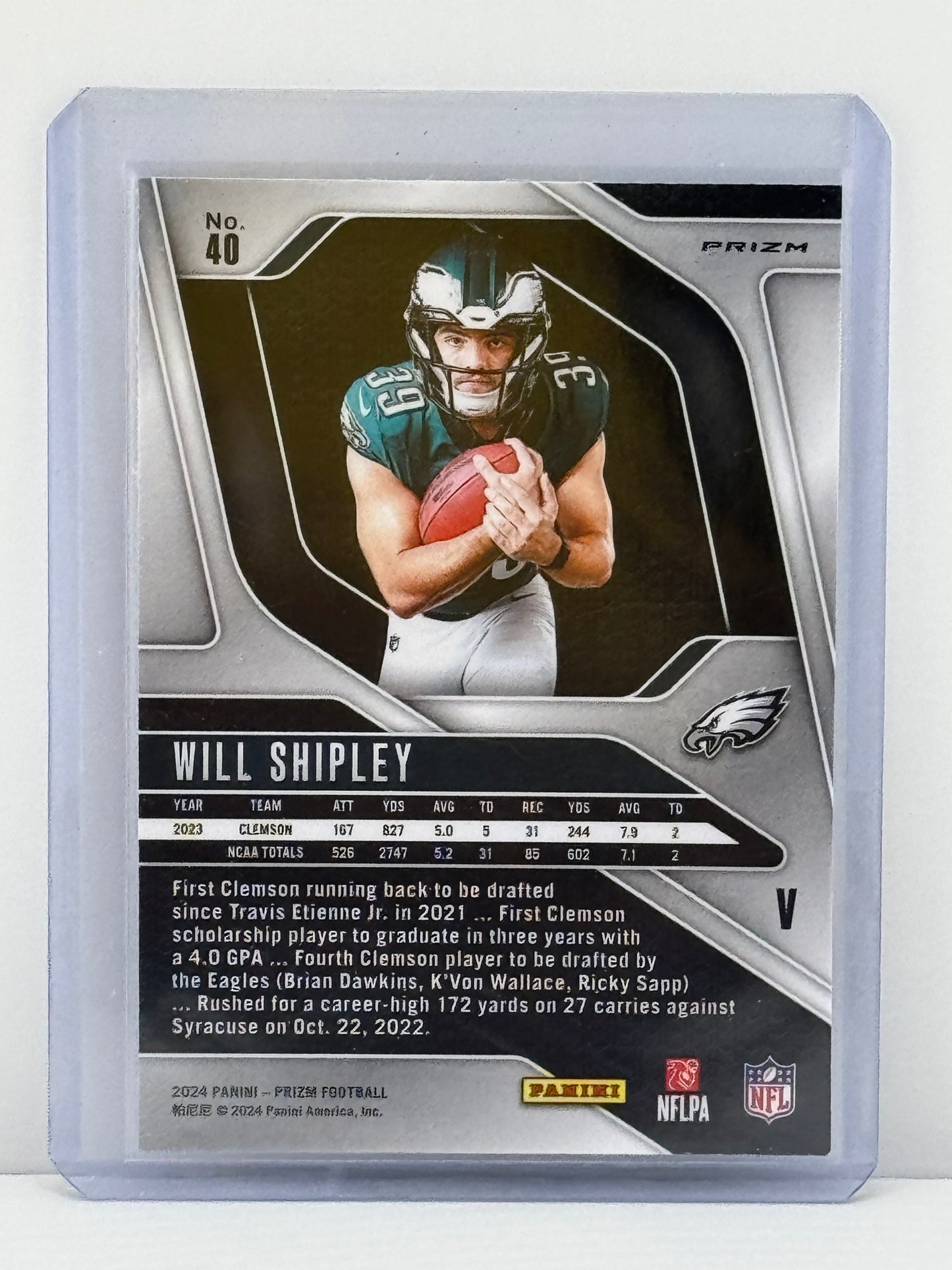 2024 Prizm #40 Will Shipley RC Variation Silver Philadelphia Eagles