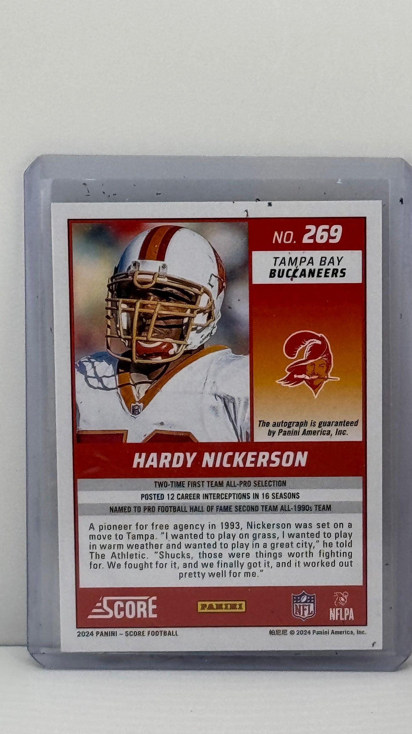 2024 Panini Score #269 Hardy Nickerson Auto Tampa Bay Buccaneers