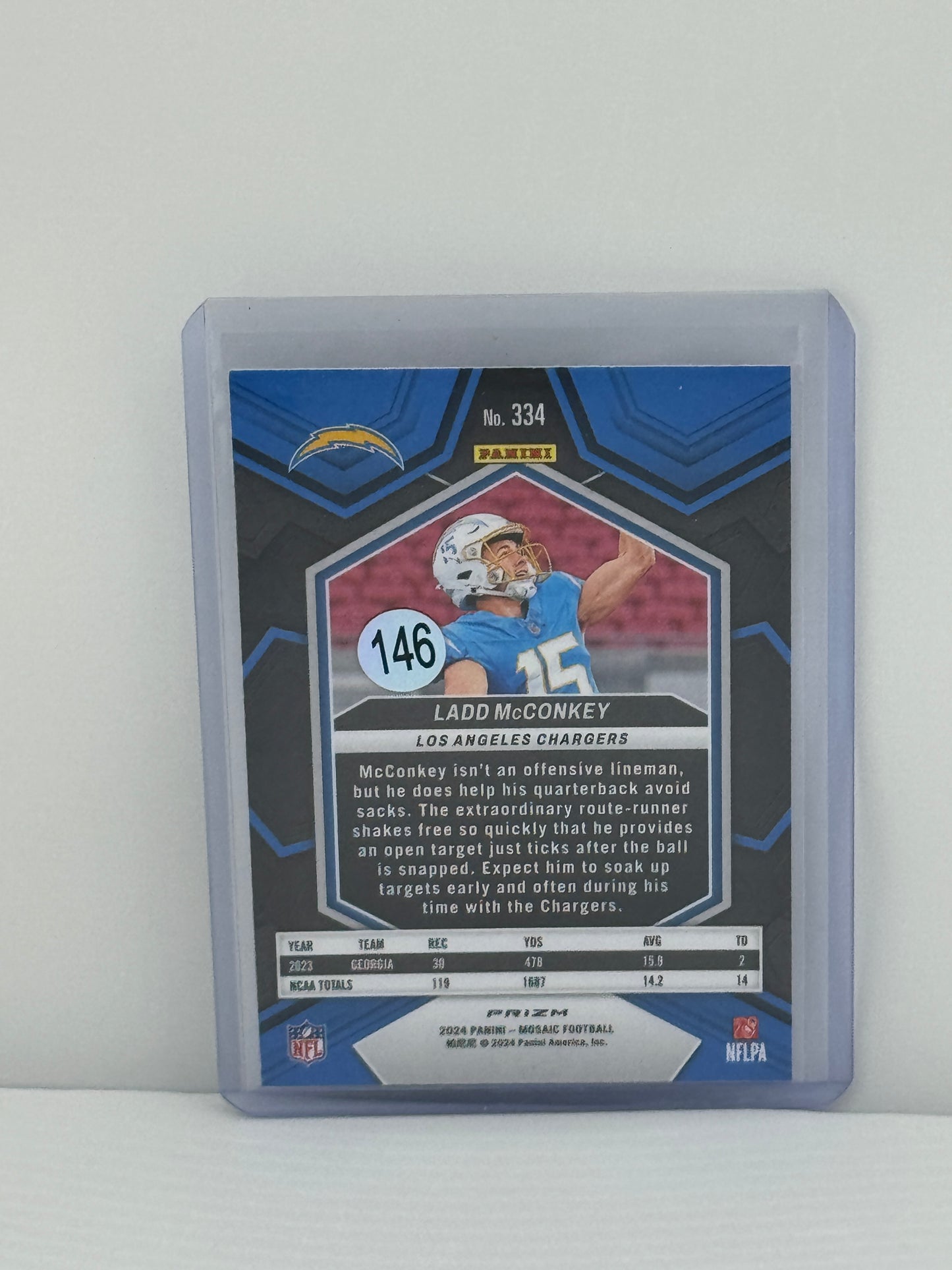 2024 Mosaic #334 Ladd McConkey Silver Mosaic RC Los Angeles Chargers