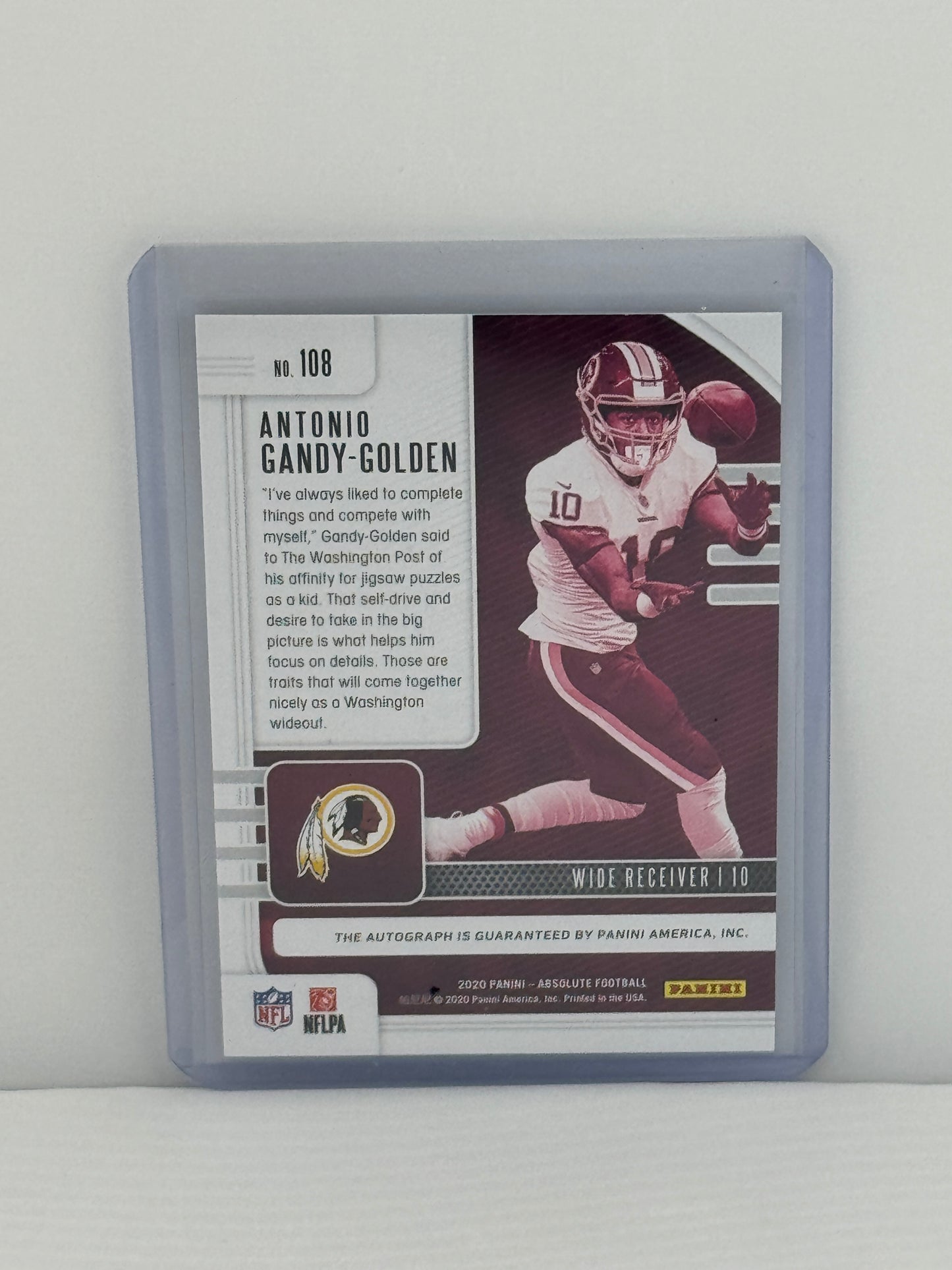 2020 Panini Absolute #108 Antonio Gandy-Golden Red Mojo Auto 64/100 RC Washington Commanders