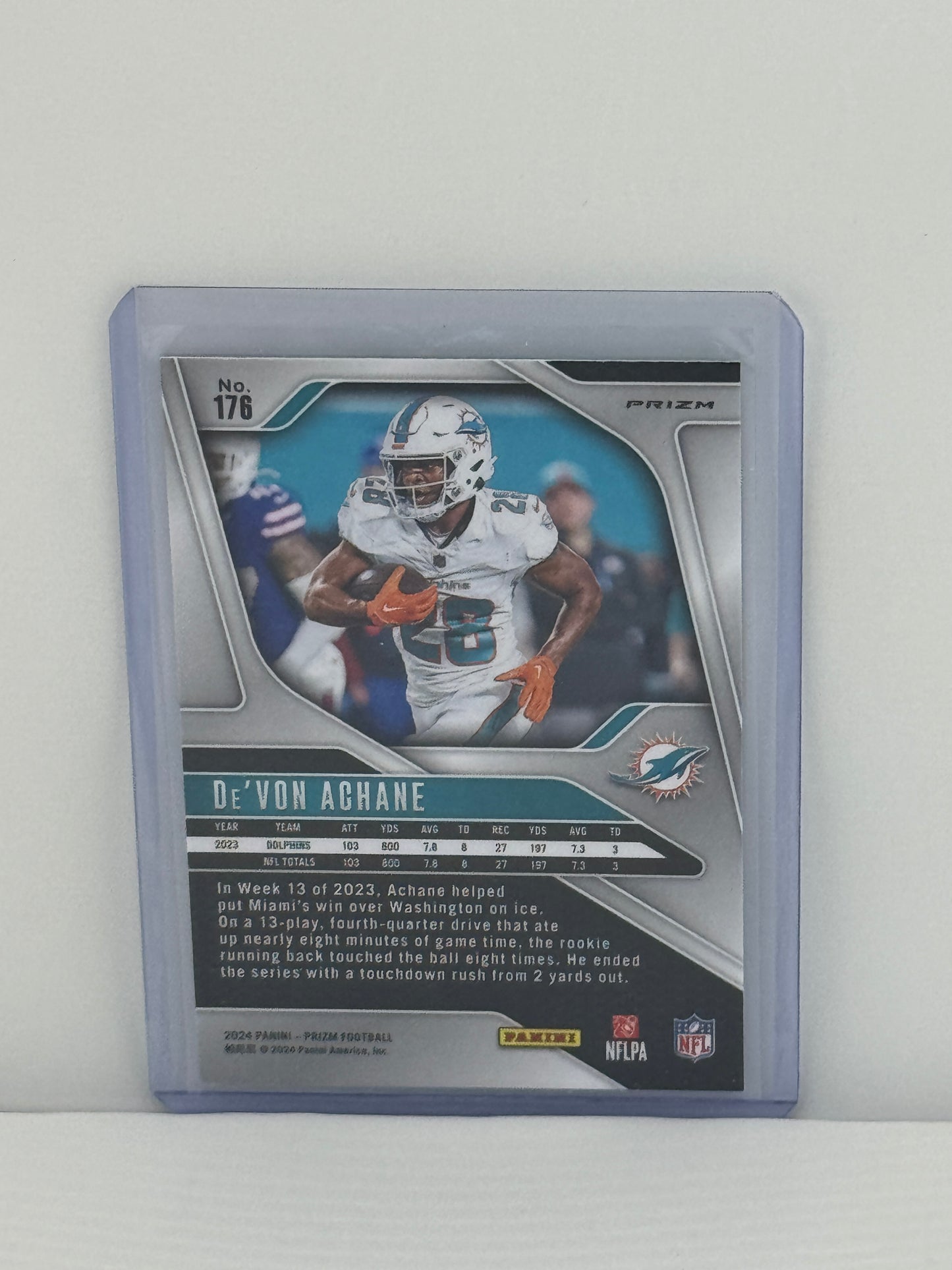 2023 Panini Prizm #176 DeVon Achane Green Wave Miami Dolphins