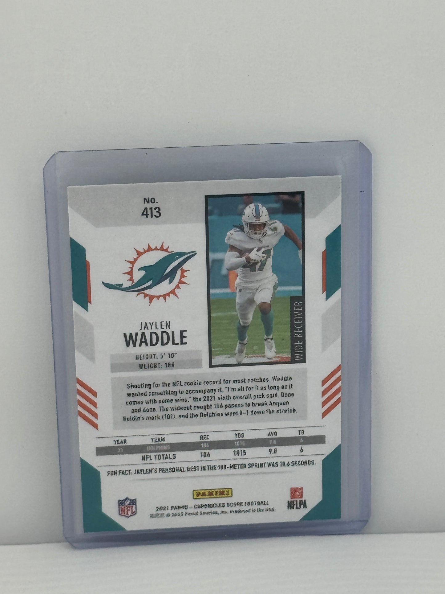 2021 Panini Chronicles Score #413 Jaylen Waddle RC Miami Dolphins