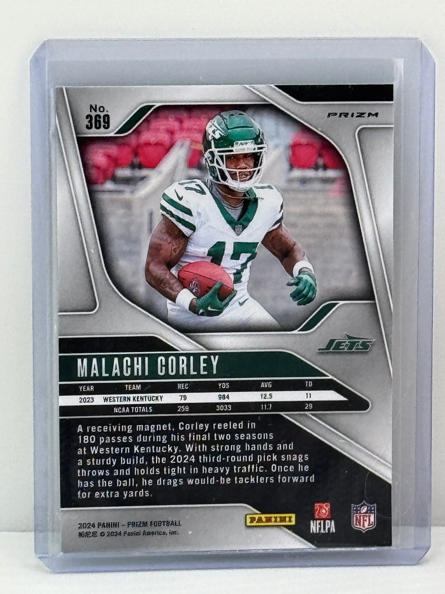 2024 Panini Prizm #369 Malachi Corley Neon Green Pulsar RC New York Jets