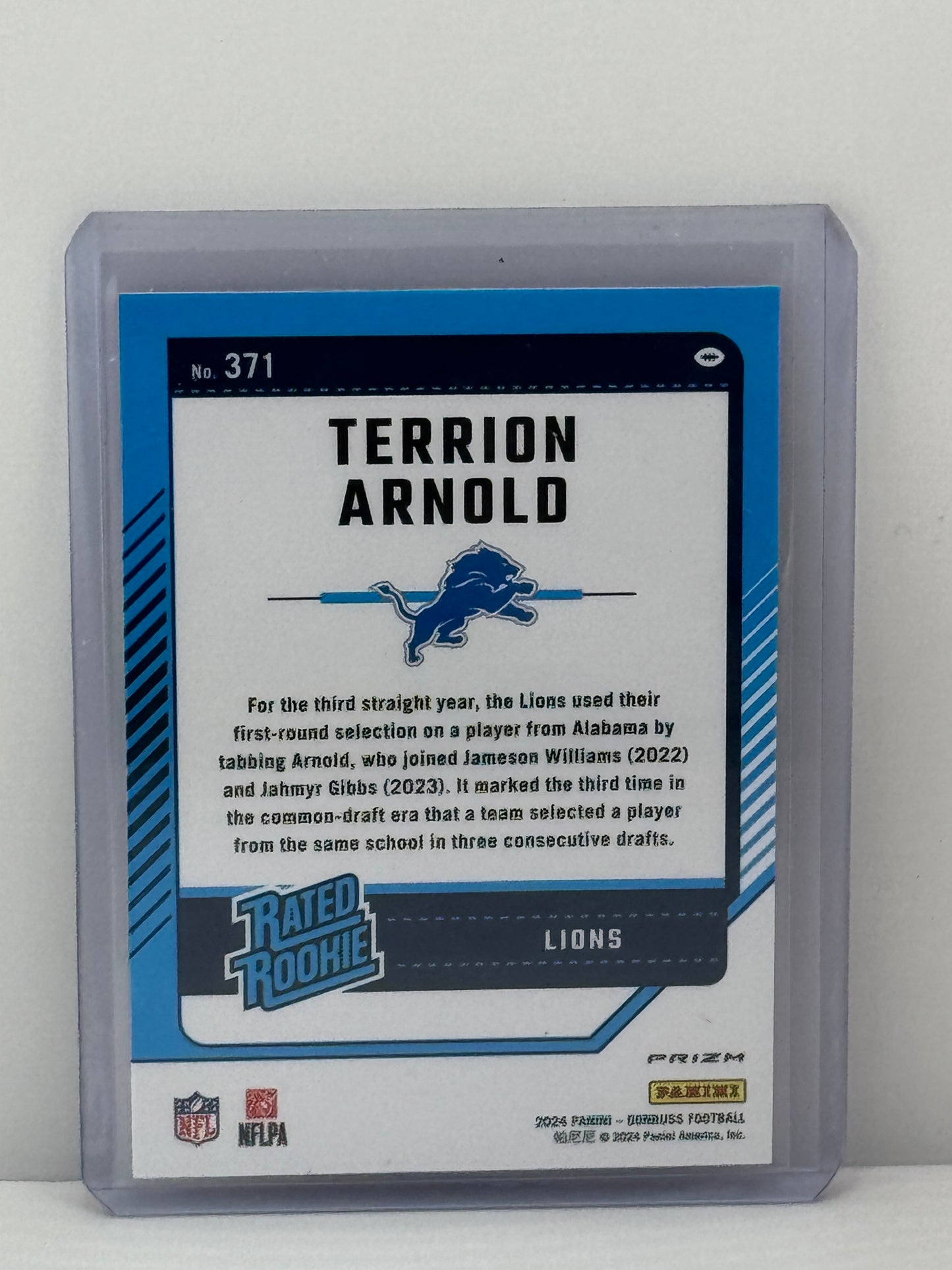 2024 Donruss Optic Preview #371 Terrion Arnold Pink RC Detroit Lions