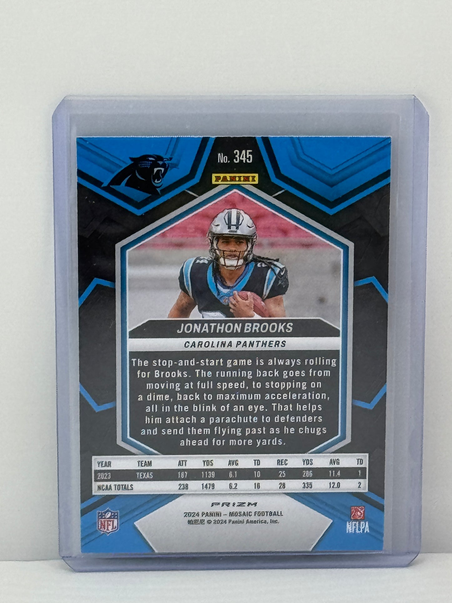 2024 Panini Mosaic #345 Jonathon Brooks Green Prizm RC Carolina Panthers