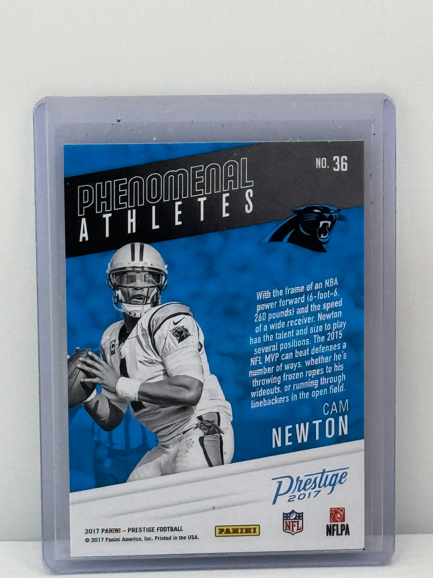 2017 Panini Prestige #36 Cam Newton Phenomenal Athletes Carolina Panthers