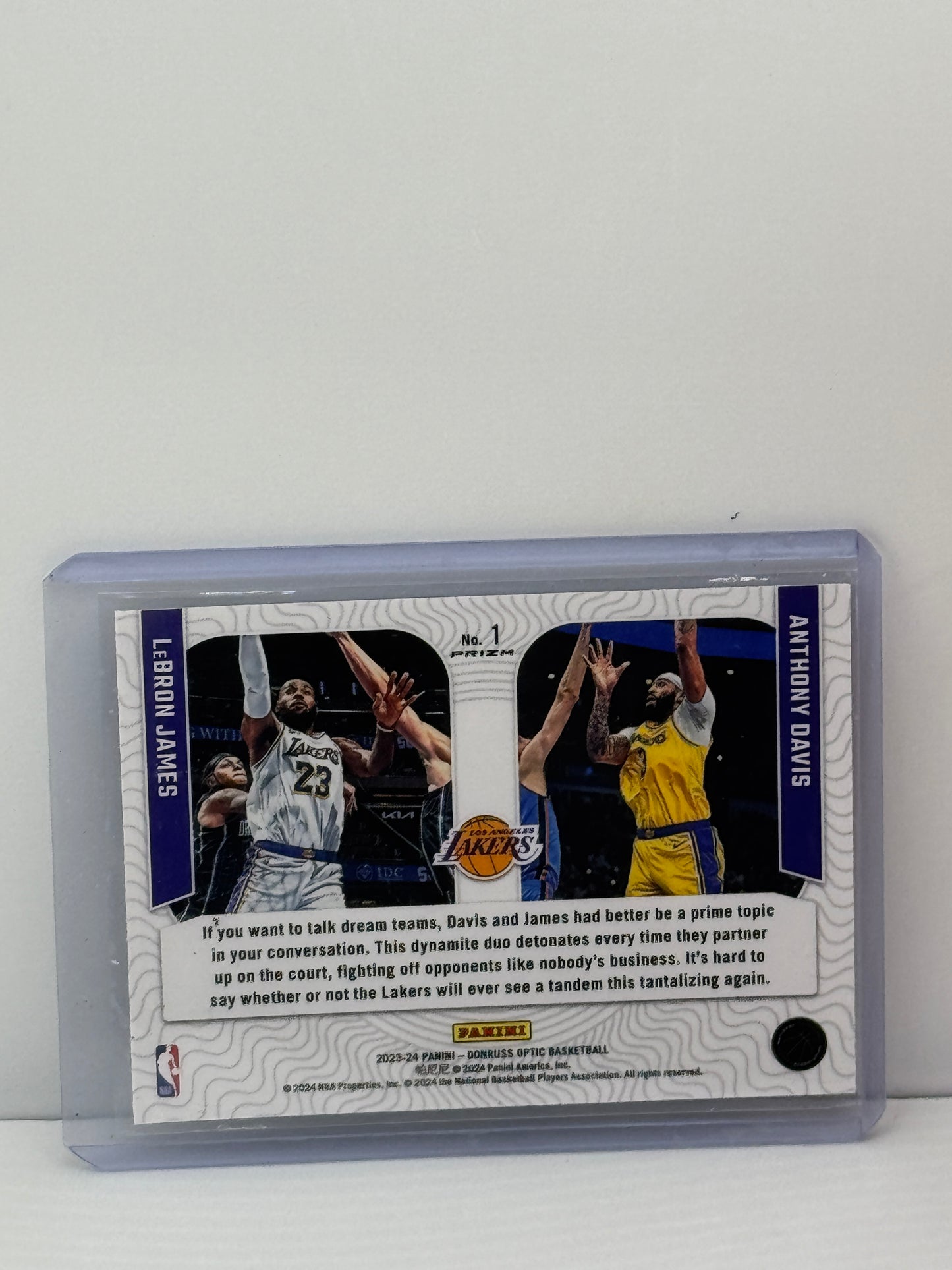 2023-24 Donruss Optic #1 Lebron James Anthony Davis Purple Prizm Los Angeles Lakers