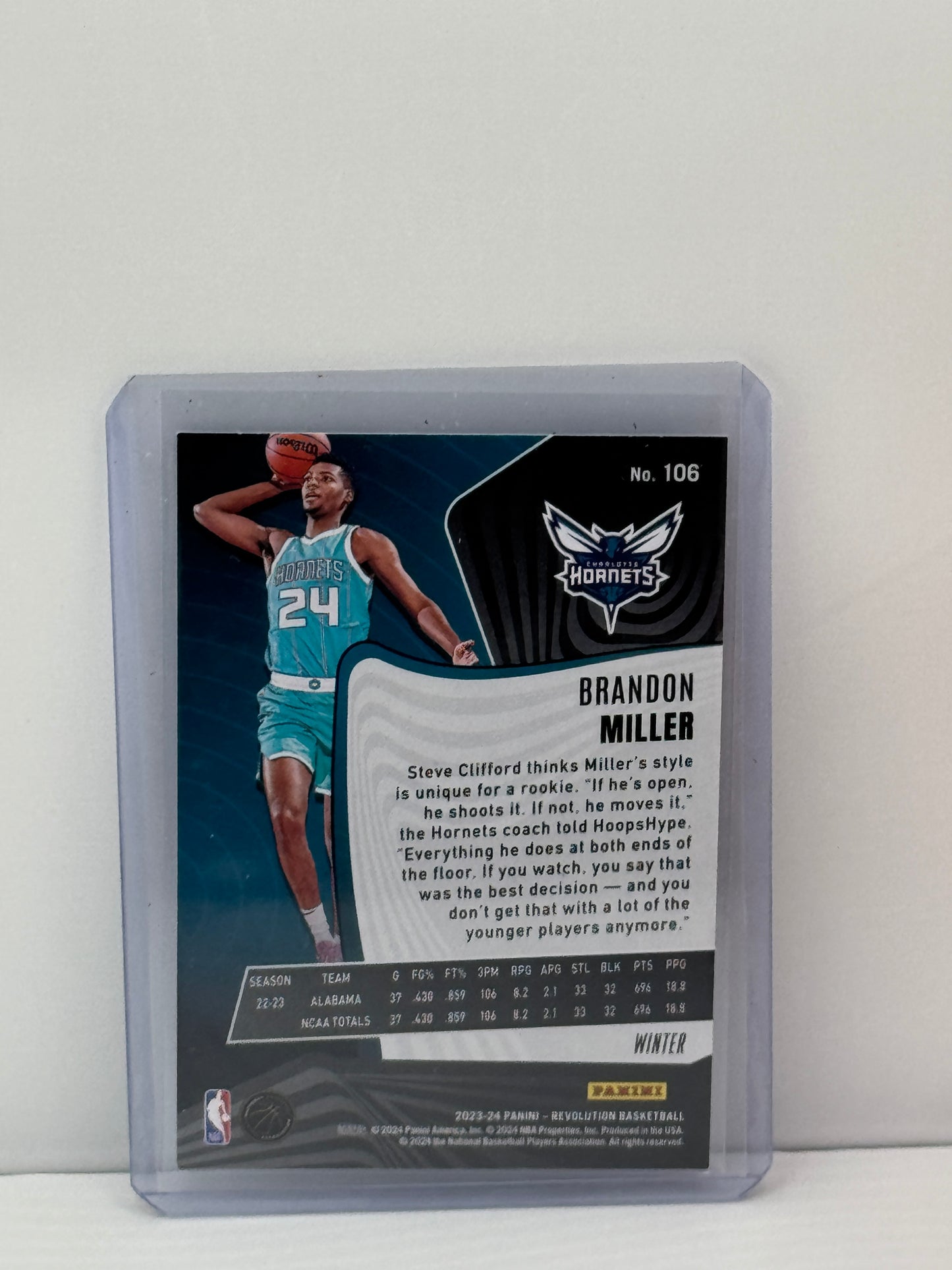 2023-24 Panini Revolution #106 Brandon Miller Winter RC Charlotte Hornets