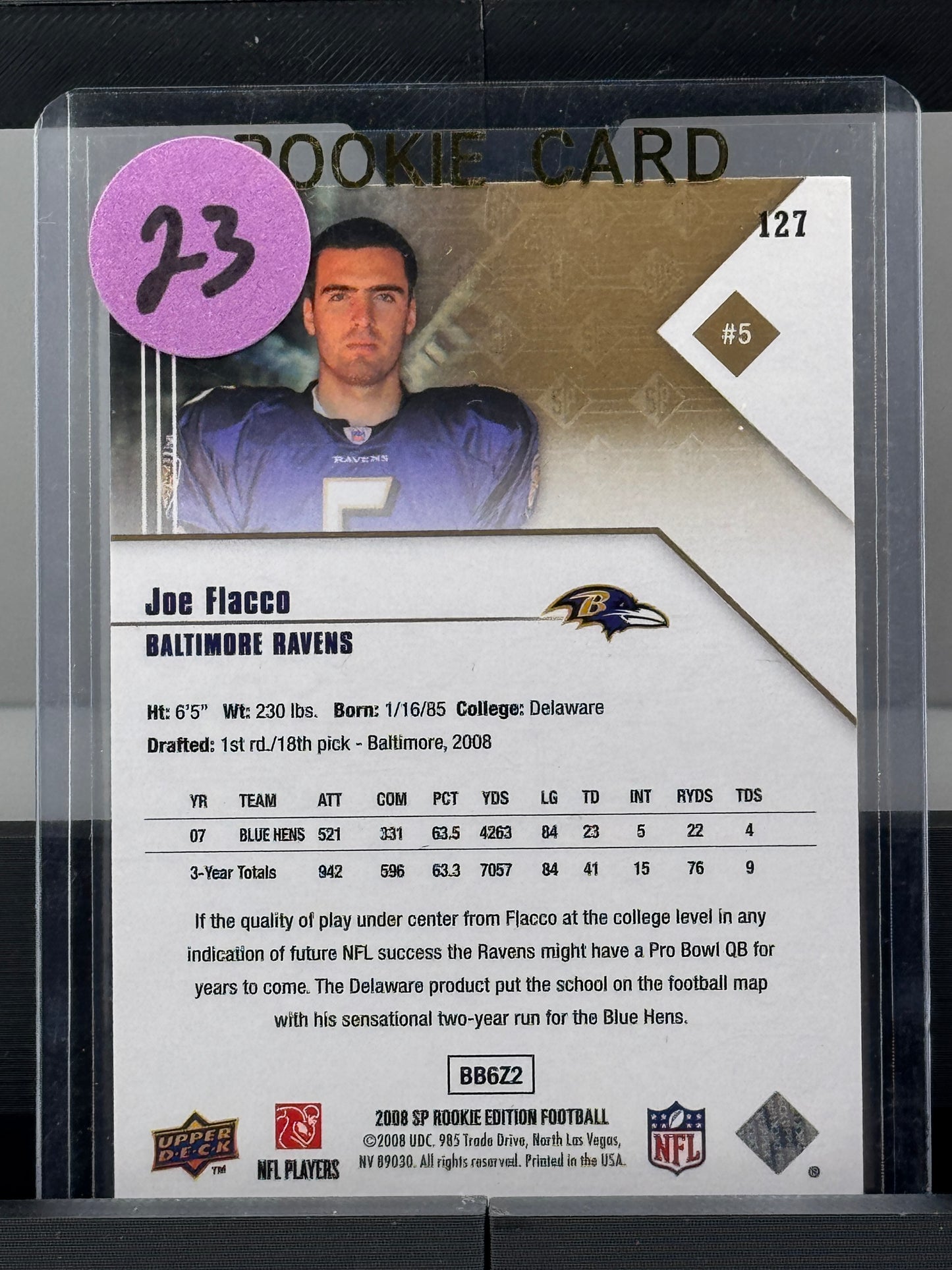 2008 Upper Deck SP Rookie Edition #127 Joe Flacco Baltimore Ravens