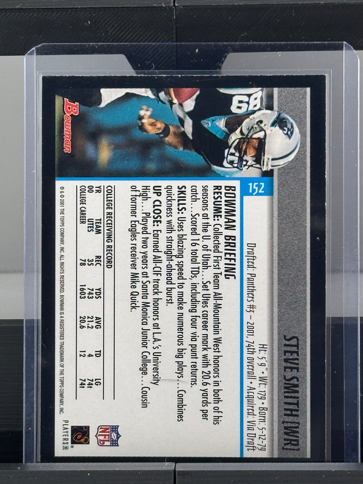 2001 Bowman Rookie Cards #152 Steve Smith Carolina Panthers